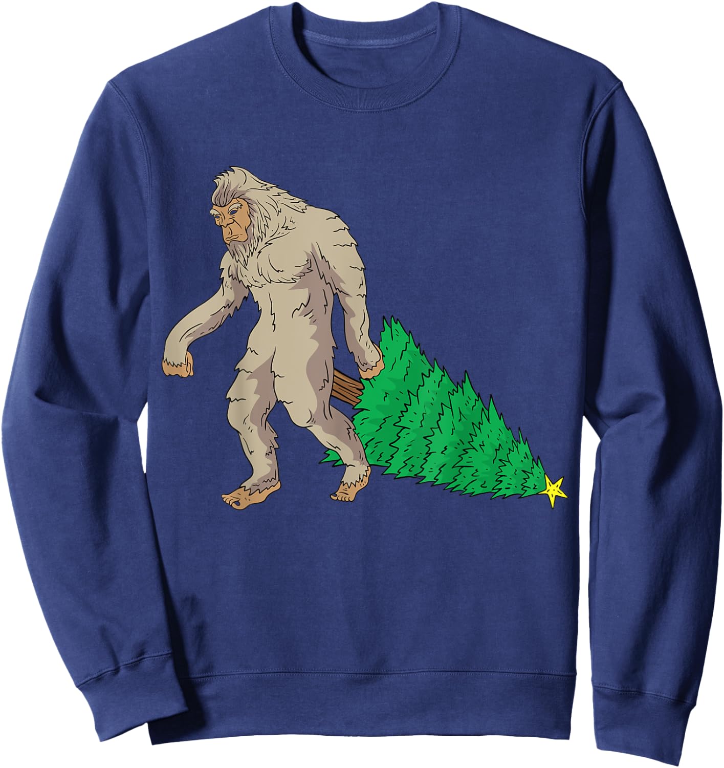 Bigfoot Santa Claus Hat Sasquatch Christmas Tree Funny Gift Sweatshirt - Sweatshirt | Navy