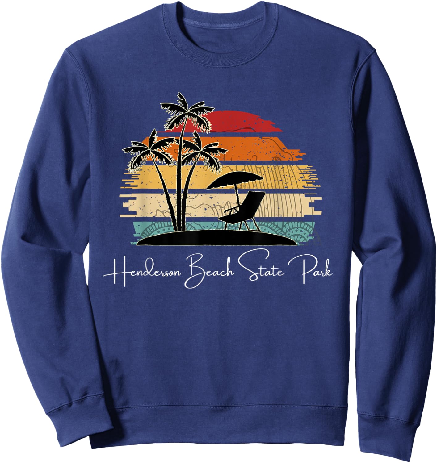 Vintage Henderson Beach State Park Palm Trees Spring Summer Women Kids Sweatshirt - Sweatshirt | Navy