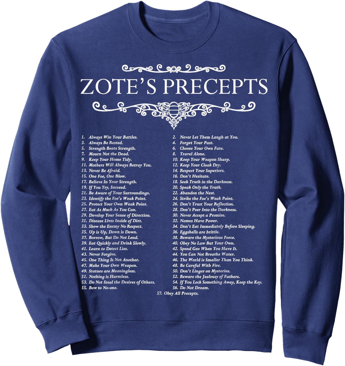 Funny Nerdy Zote's Precepts Knight Gamer Sweatshirt - Sweatshirt | Navy