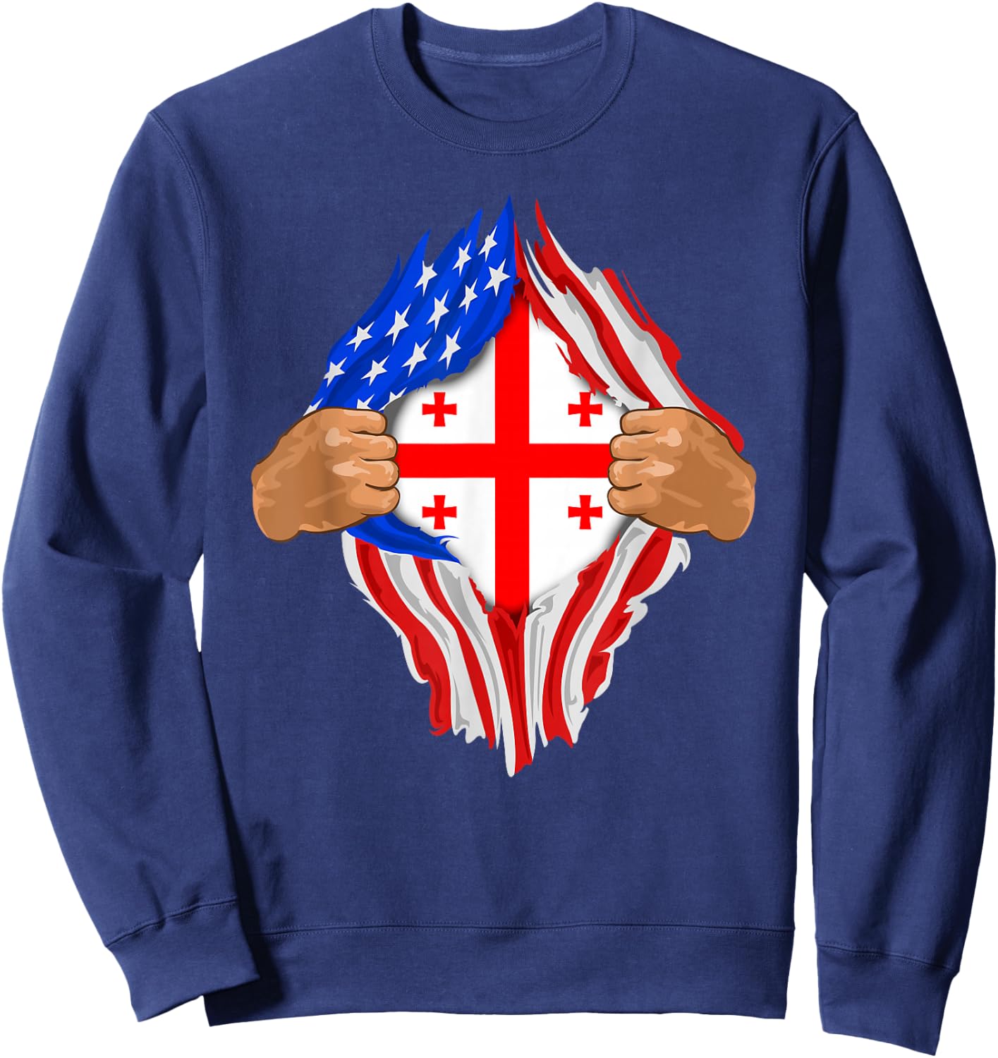 Georgian Blood Inside Me | Georgia Flag Gift Sweatshirt - Sweatshirt | Navy