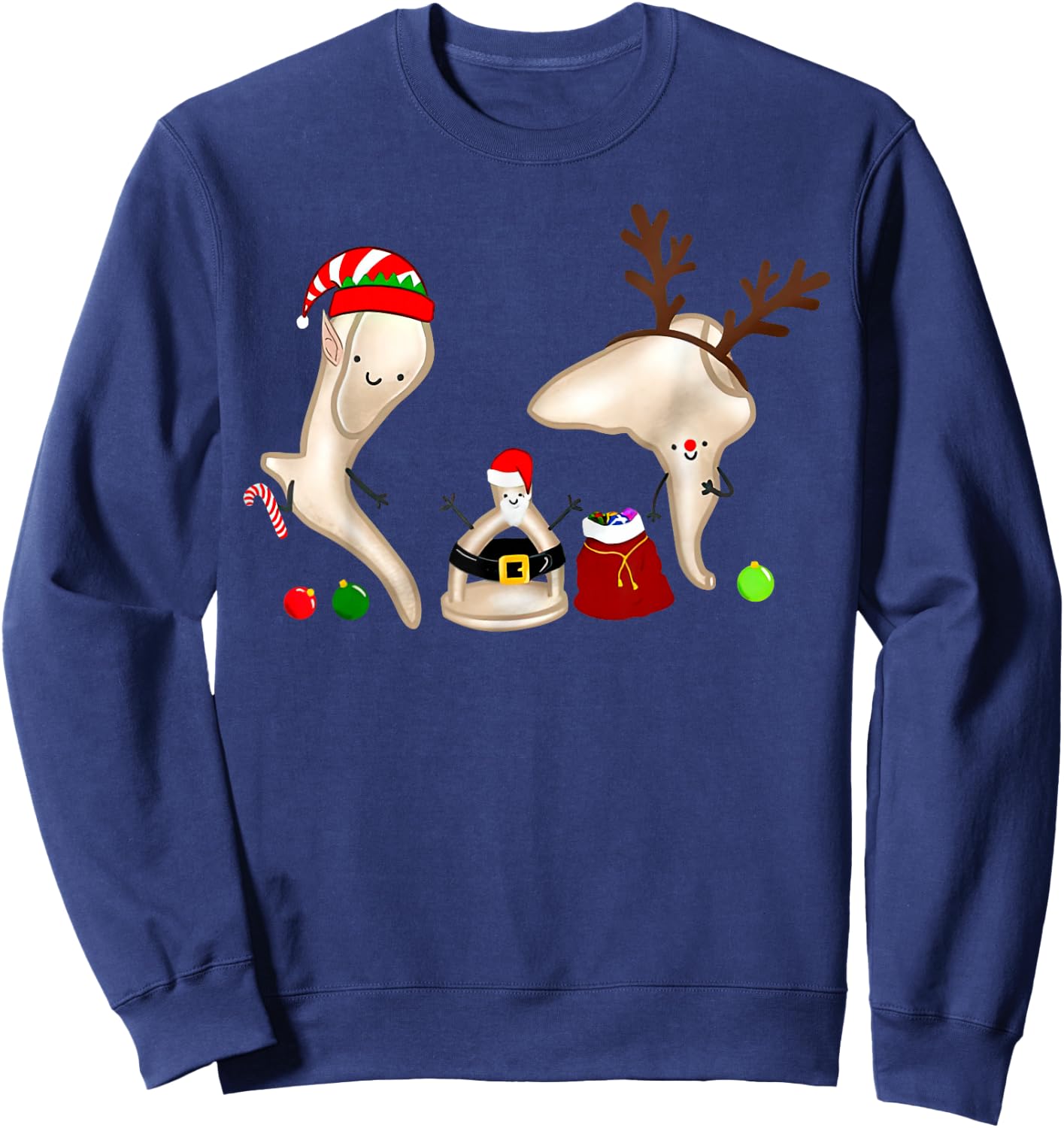 Christmas Ossicle Audiology Audiologist Student ENT Nurse Sweatshirt - Sweatshirt | Navy