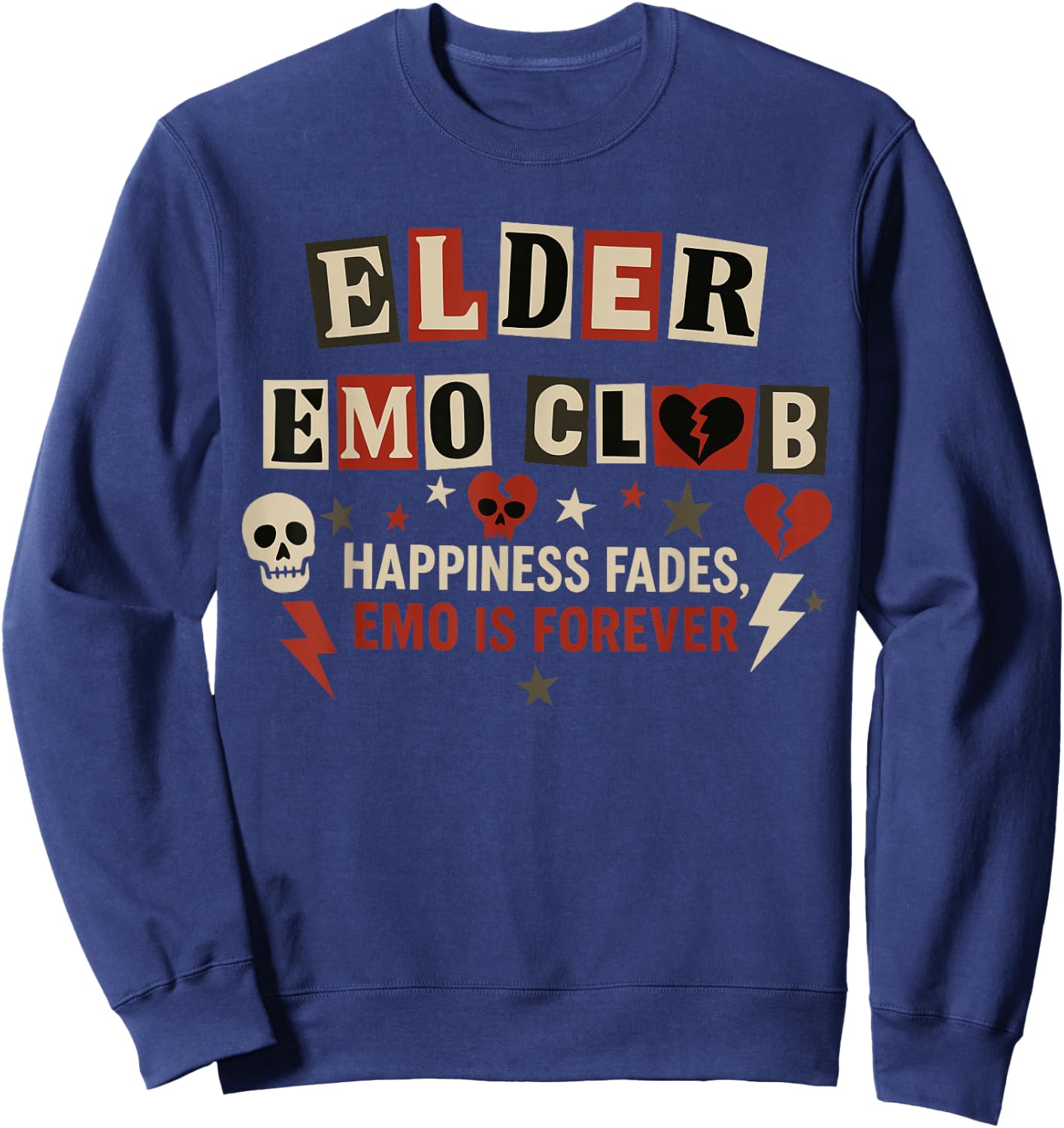 Elder Emo Club Happiness Fades Emo is Forever Retro Sweatshirt - Sweatshirt | Navy