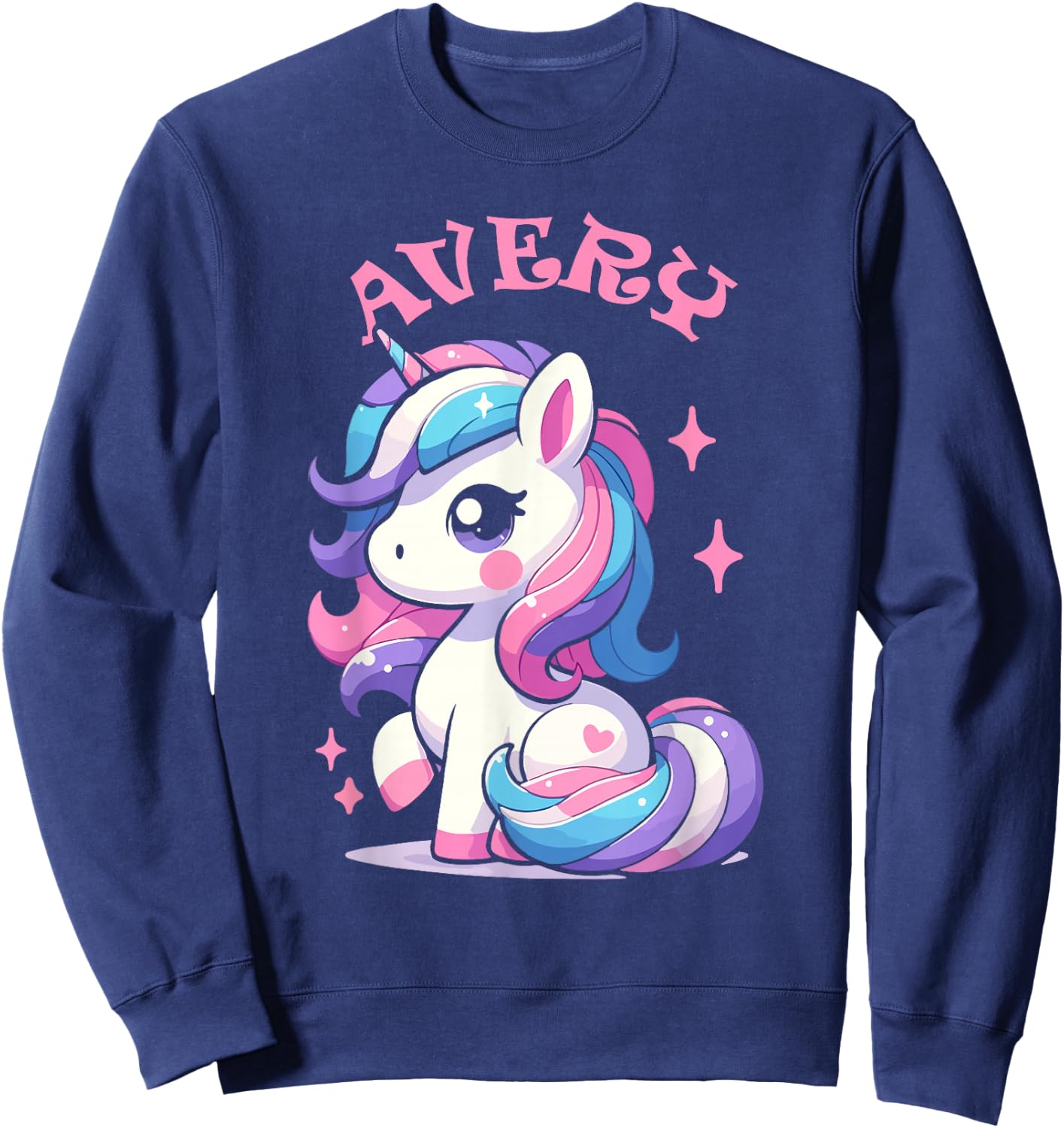 Avery Cute Unicorn Design for Girls Name Avery Sweatshirt - Sweatshirt | Navy