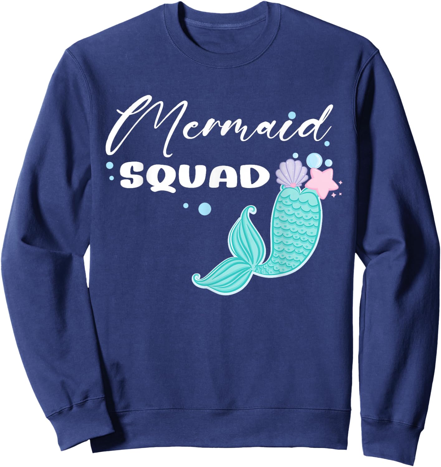 Funny Mermaid Squad Party Matching Birthday Kids Sweatshirt - Sweatshirt | Navy