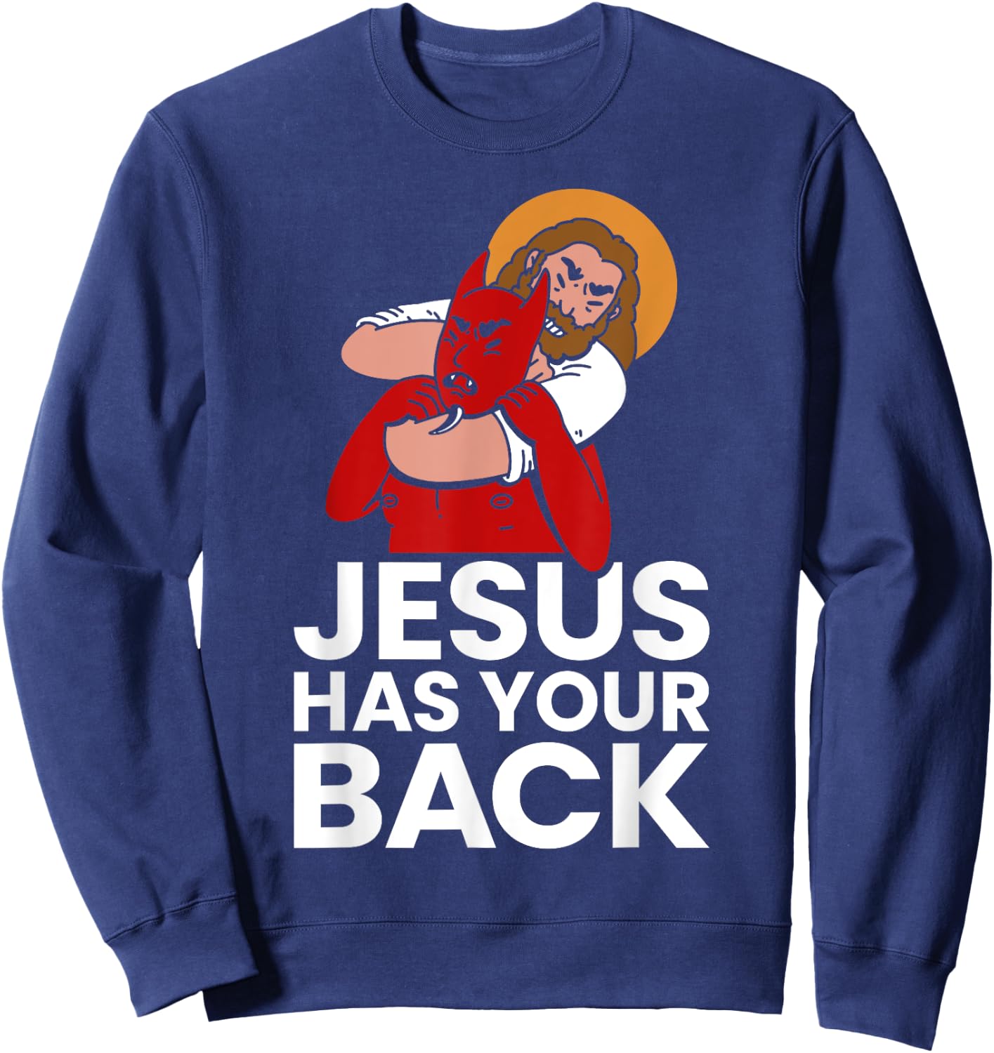 Jesus Has Your Back Christian Jiu-Jitsu Jew Jitsu MMA Sweatshirt - Sweatshirt | Navy