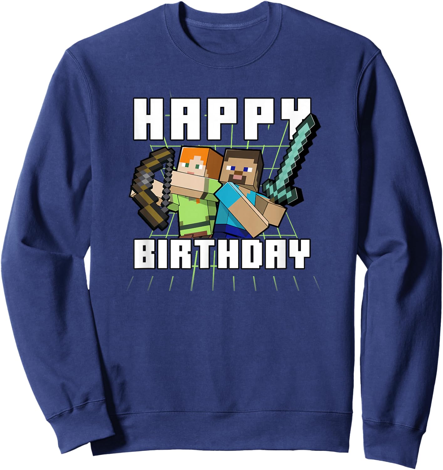 Minecraft Alex & Steve Happy Birthday , black Sweatshirt - Sweatshirt | Navy