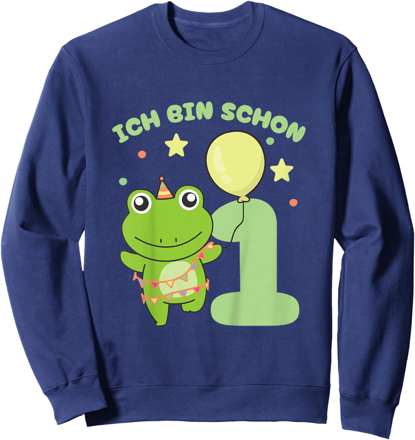 Frosch Ich bin schon 1 Frösche Geburtstags Kinder Sweatshirt - Sweatshirt | Navy