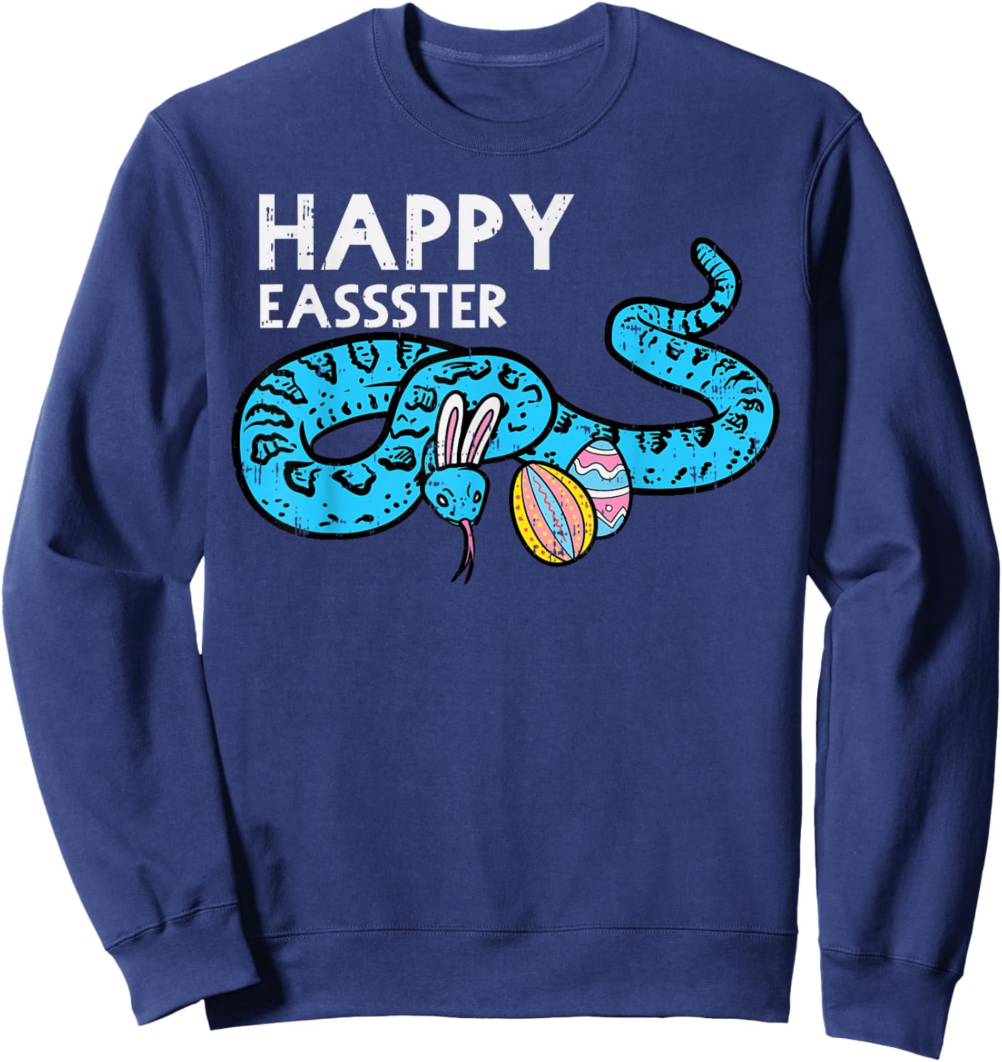 Happy Easter Snake Bunny Funny Egg Hunt Animal Men Women Kid Sweatshirt - Sweatshirt | Navy