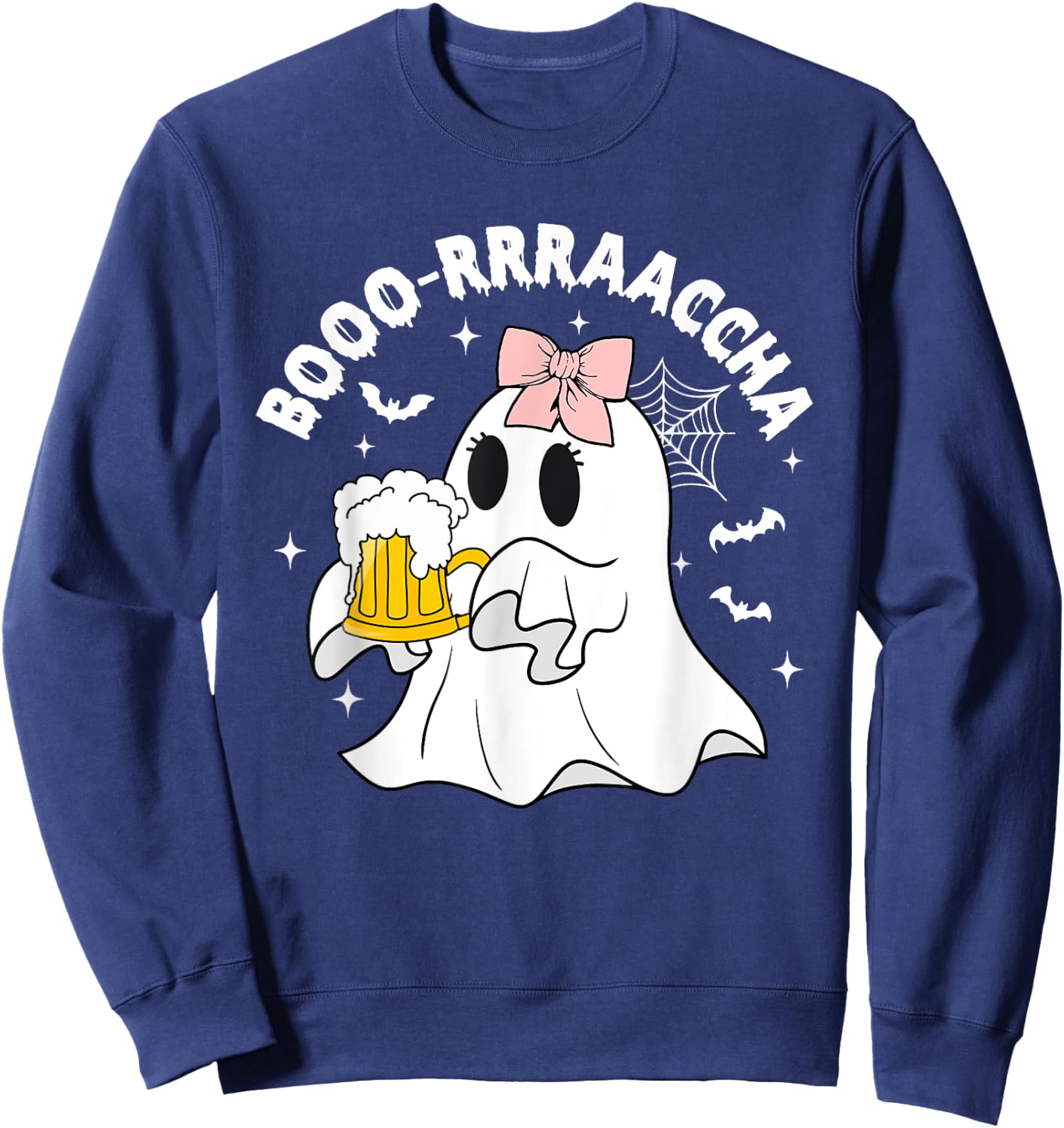 Booo-rrraaccha, Funny Halloween Drunk Ghost, Cute Ghost Sweatshirt - Sweatshirt | Navy