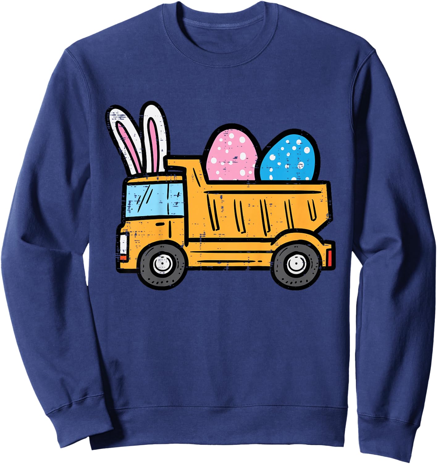 Kids Easter Dump Truck Eggs Construction Boys Kids Toddler Youth Sweatshirt - Sweatshirt | Navy