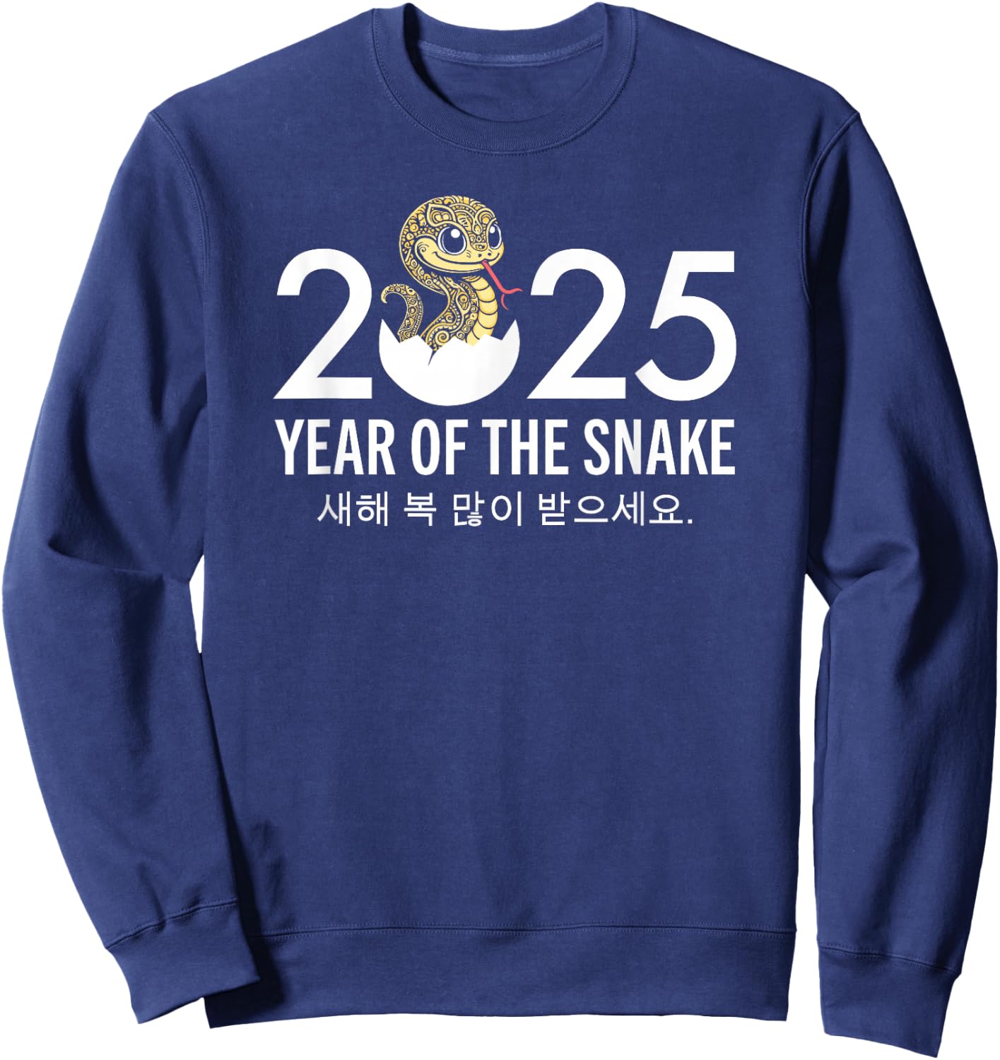 Korean New Year 2025 Seollal Cute Year of the Snake Sweatshirt - Sweatshirt | Navy