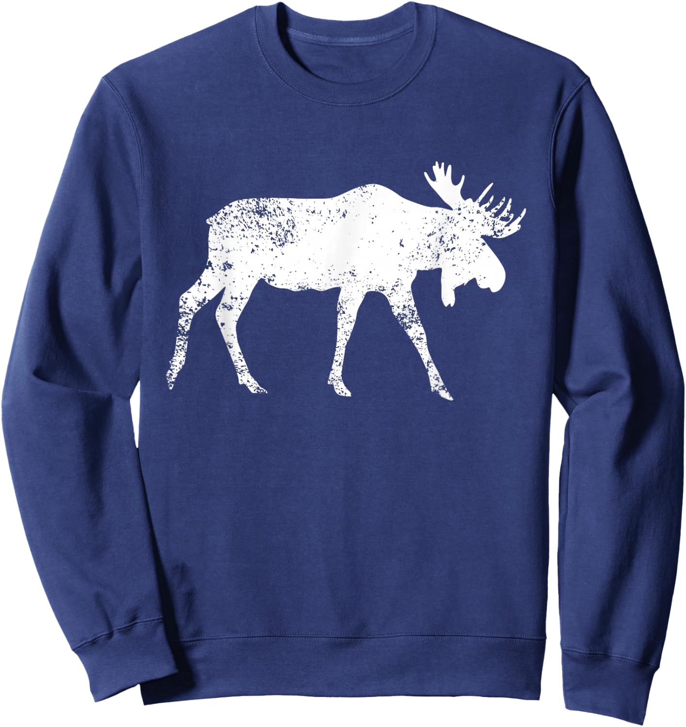 Distressed Moose Print - Vintage Moose Sweatshirt - Sweatshirt | Navy