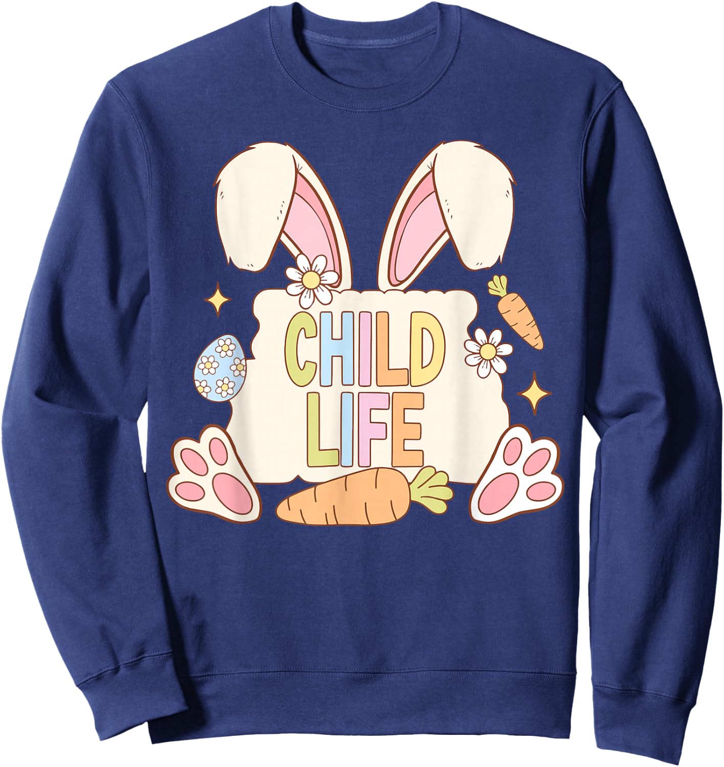 Retro Easter Bunny Child Life Therapist CLS CLS Healthcare Sweatshirt - Sweatshirt | Navy