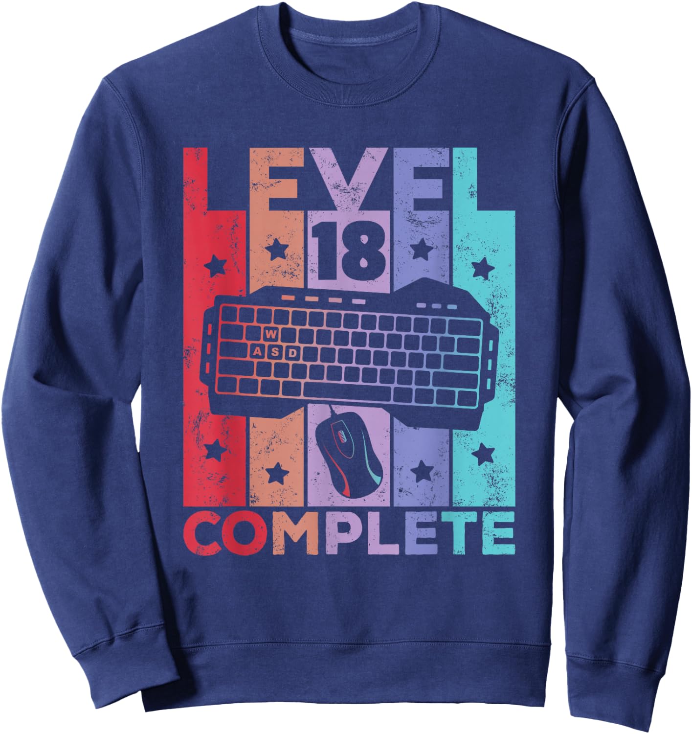 18th Birthday Boy Girl 18 Years Level 18 Gaming Gamer , black, s Sweatshirt - Sweatshirt | Navy