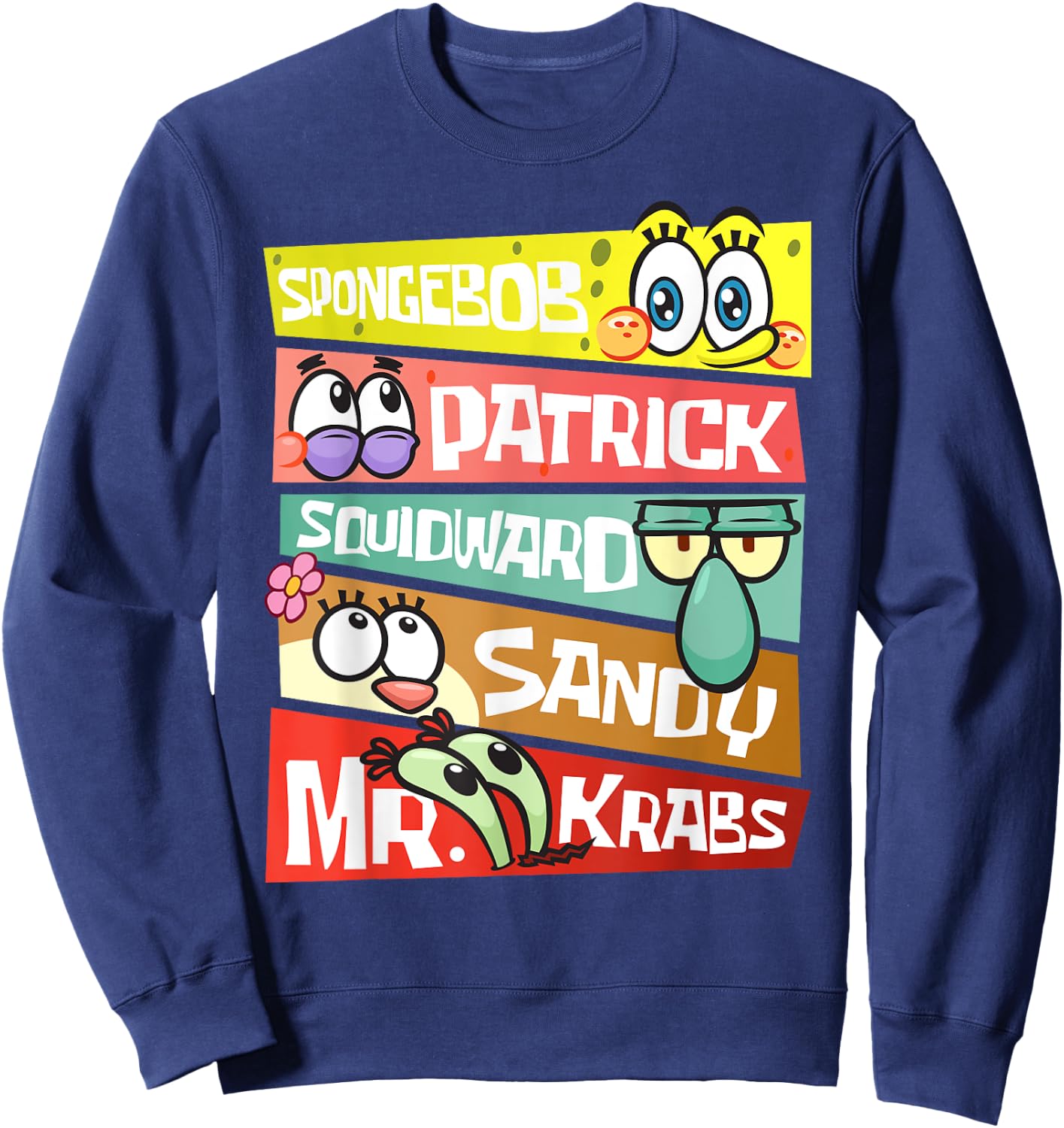 Mademark x SpongeBob SquarePants - SpongeBob Patrick Squidward Sandy Mr Krabs SpongeBob Fans Sweatshirt - Sweatshirt | Navy