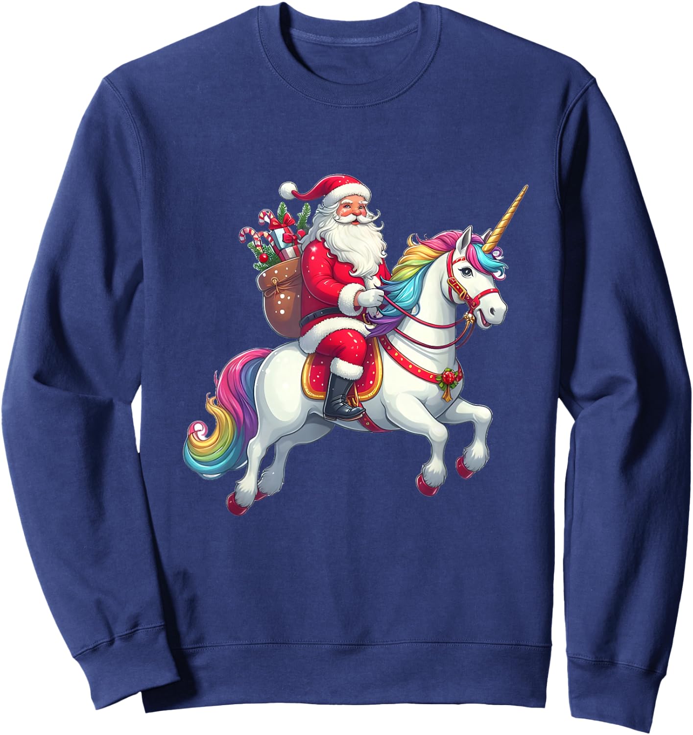 Santa Riding a Unicorn Sweatshirt - Sweatshirt | Navy