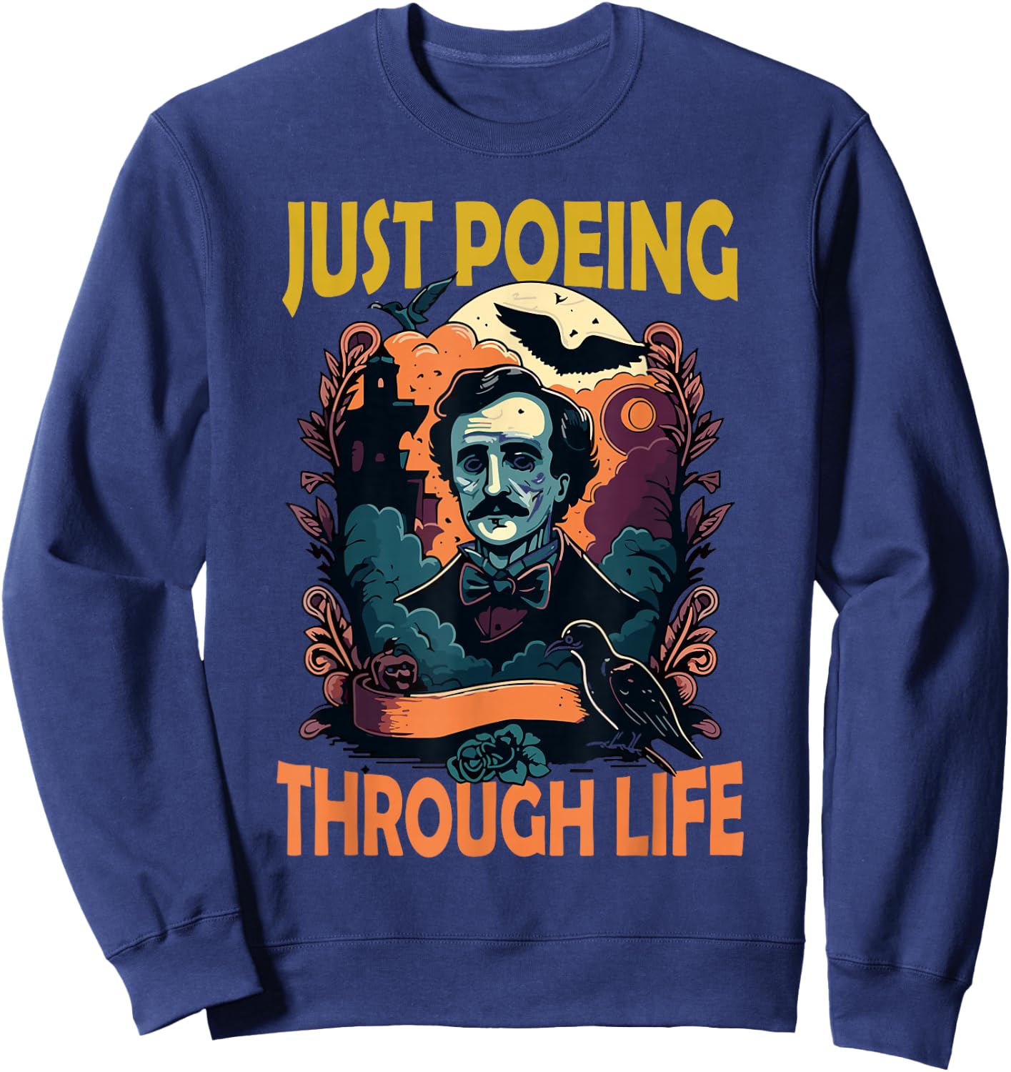 Gothic Edgar Allan Poe The Raven Dark Academia Literature Sweatshirt - Sweatshirt | Navy