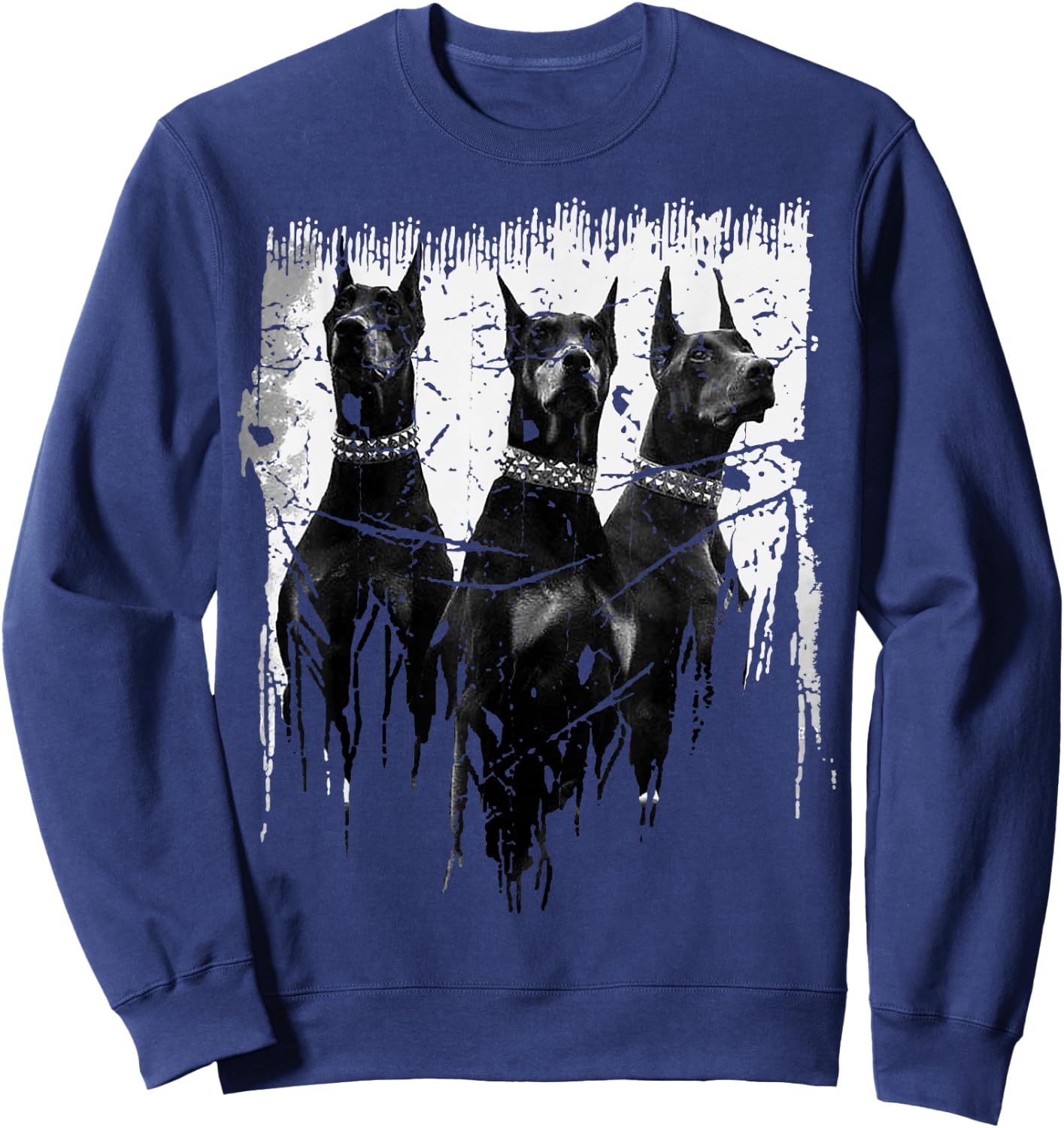 Dobermann Pinscher Black and White Dog Lovers für Männer, Frauen, Mädchen, Kinder - Schwarz, Kurzarm, Klassische Passform, S Sweatshirt - Sweatshirt | Navy