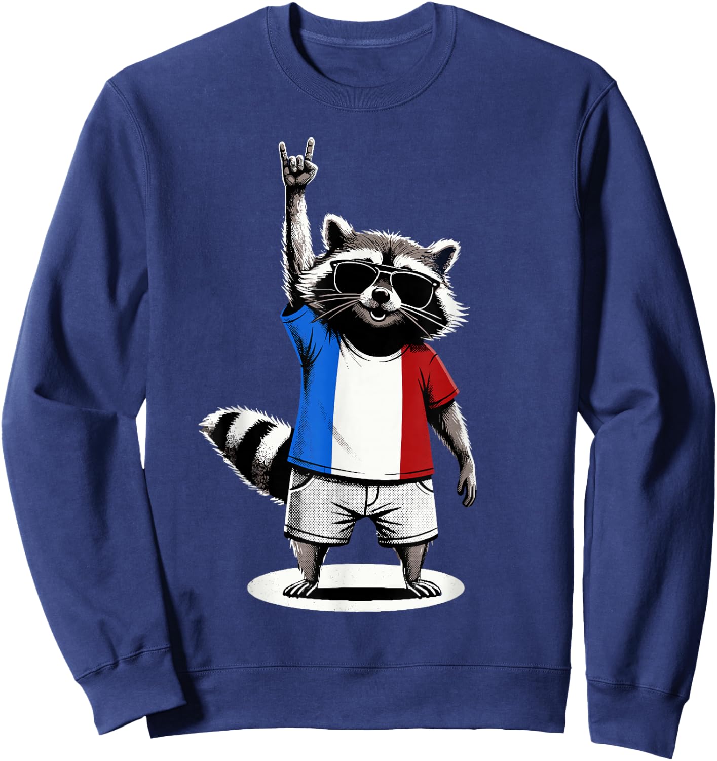 French Flag Raccoon Funny France Sweatshirt - Sweatshirt | Navy