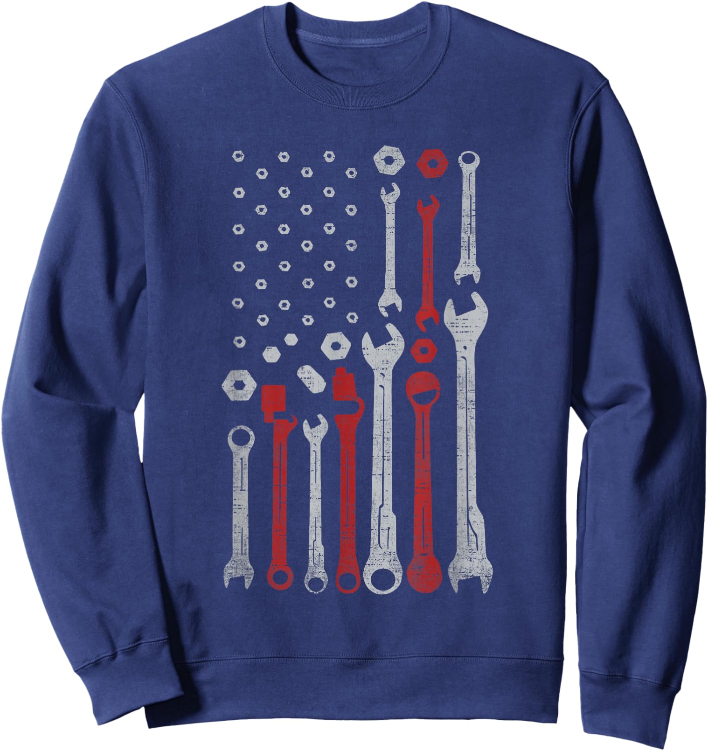 Vintage Mechanic Flag USA American Patriotic Flag Car Sweatshirt - Sweatshirt | Navy