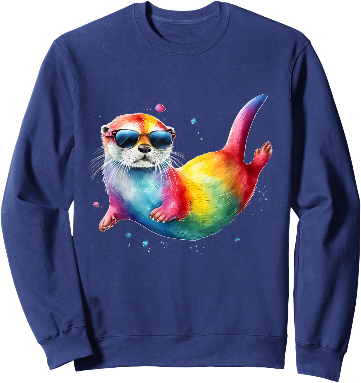 Otter Men Woman Colorful Watercolor Otter Sweatshirt - Sweatshirt | Navy
