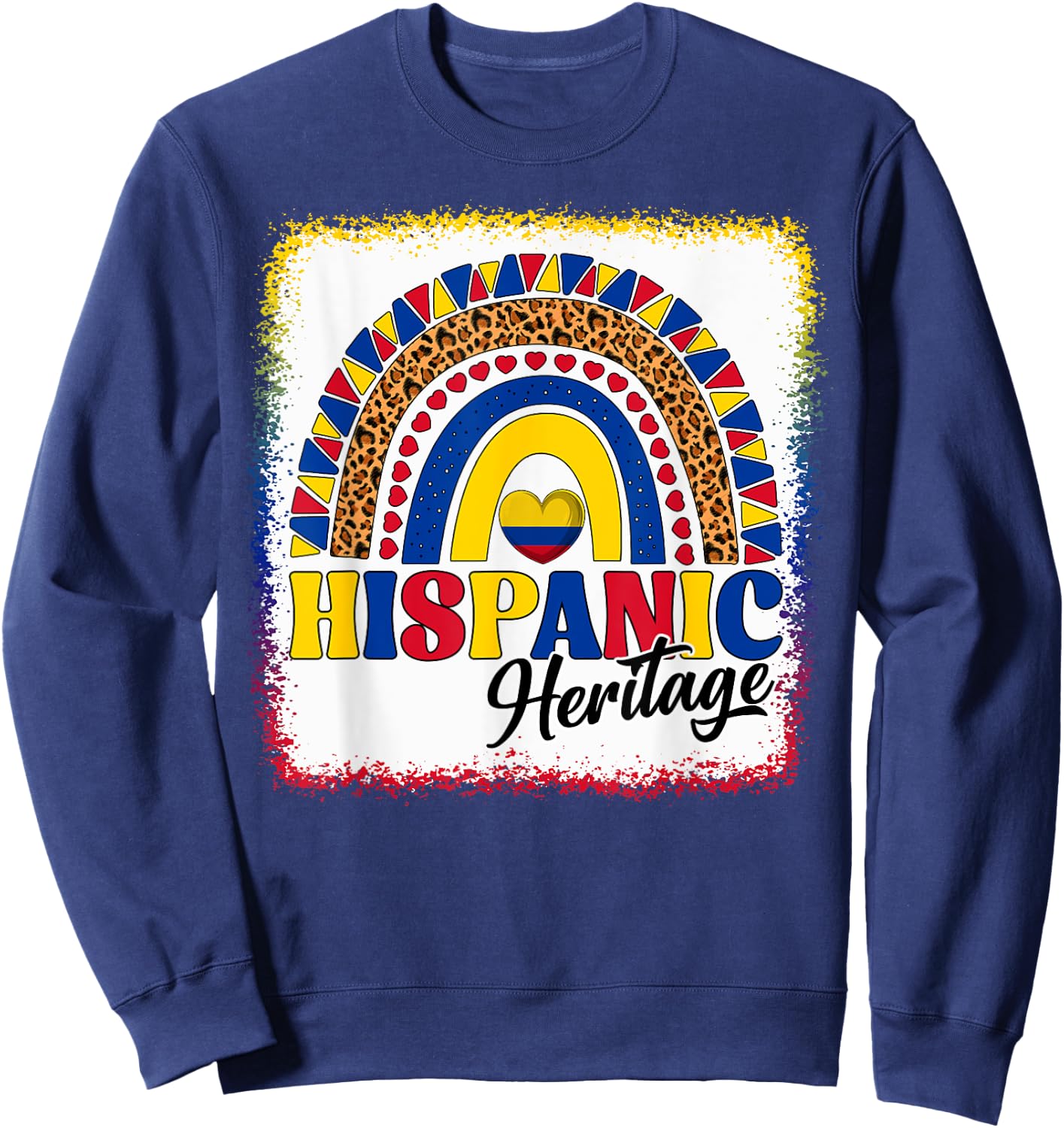 Colombia Hispanic Heritage Month Colombian Flag Boho Rainbow Sweatshirt - Sweatshirt | Navy