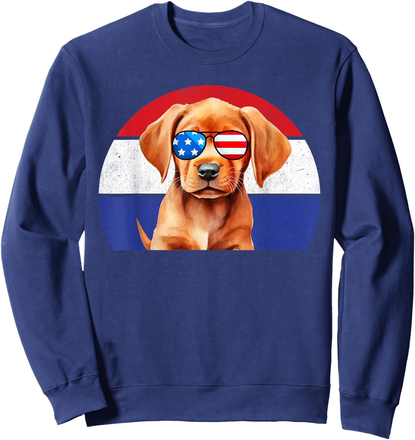 Fox Red Lab Mom Dad Flag Labrador Retriever Sweatshirt - Sweatshirt | Navy