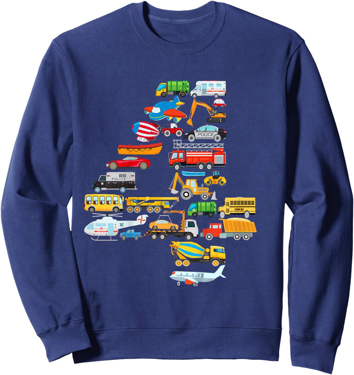 Kids 4th Birthday Boys Cars Vehicles Fire Engine Sweatshirt - Sweatshirt | Navy
