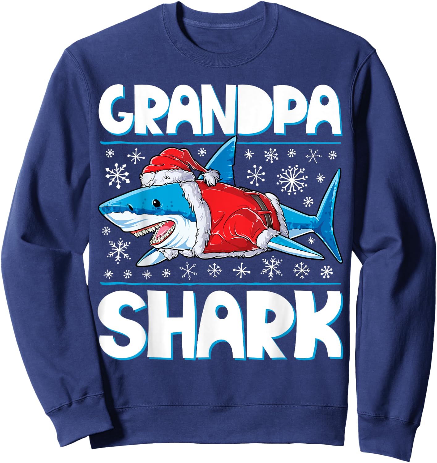 Grandpa Shark Santa T shirt Christmas Family Matching Sweatshirt - Sweatshirt | Navy