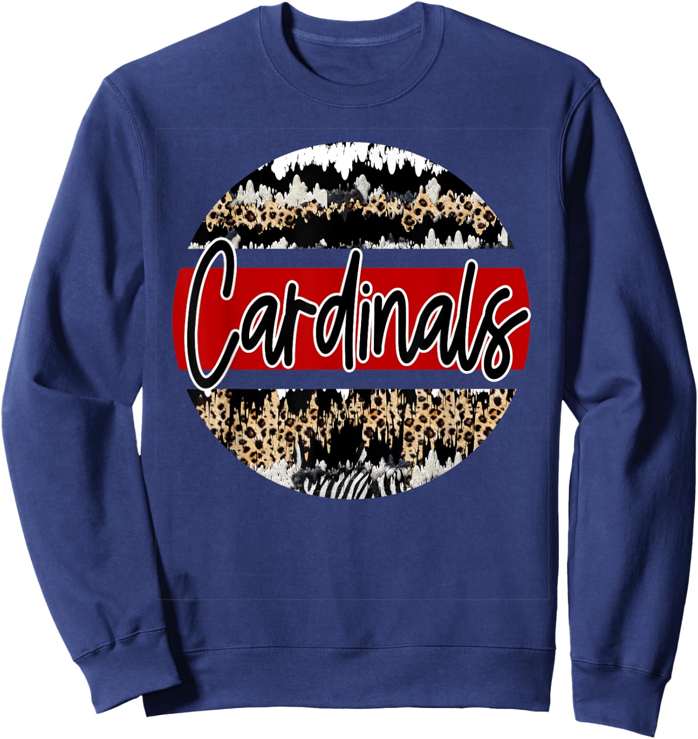 Cardinals Leopard Print School Spirit Sweatshirt - Sweatshirt | Navy