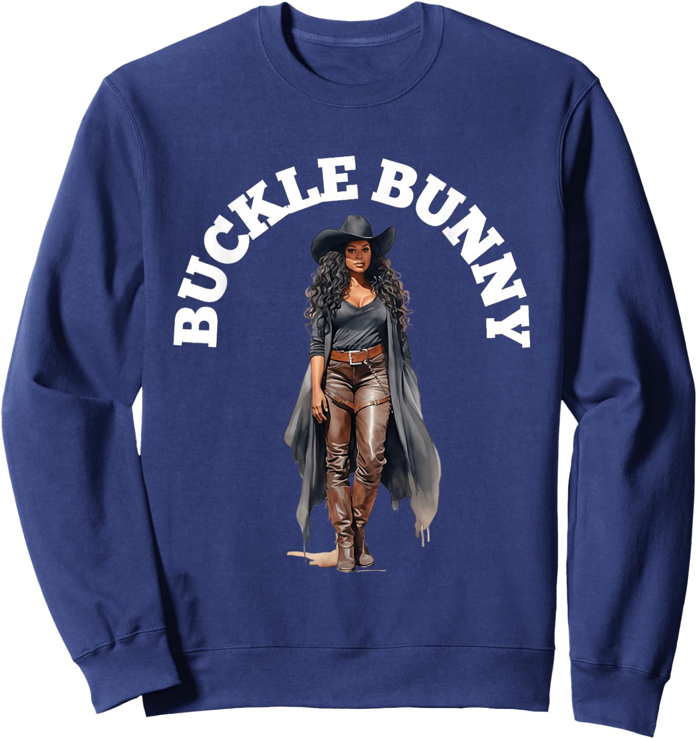 Buckle Bunny , Black Cowgirl Western Sweatshirt - Sweatshirt | Navy