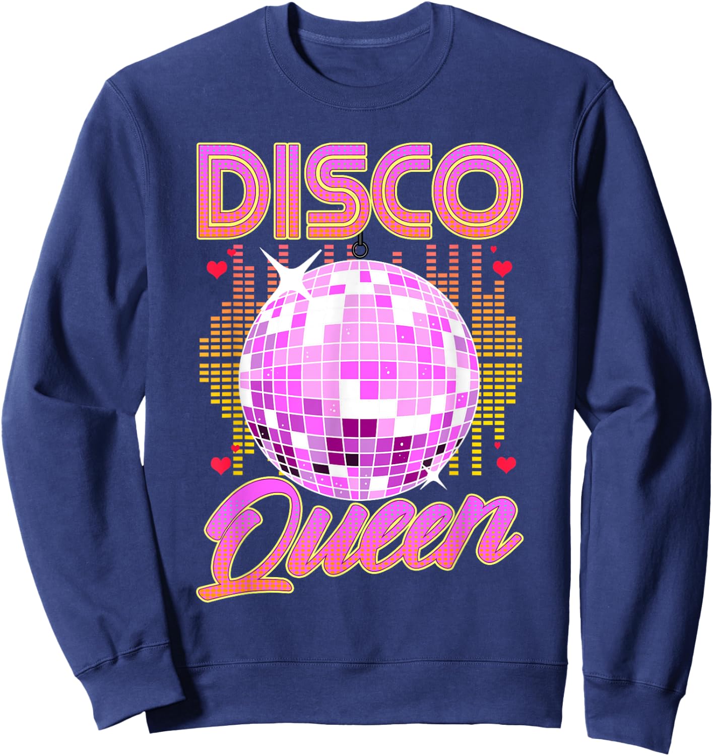 Disco Queen Retro 70s 80s Dance Party Mirror Ball Dancer , black, S Sweatshirt - Sweatshirt | Navy