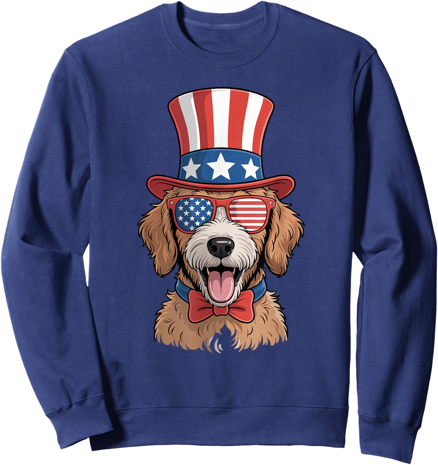 USA American Flag Goldendoodle Golden Doodle 4th Of July Sweatshirt - Sweatshirt | Navy
