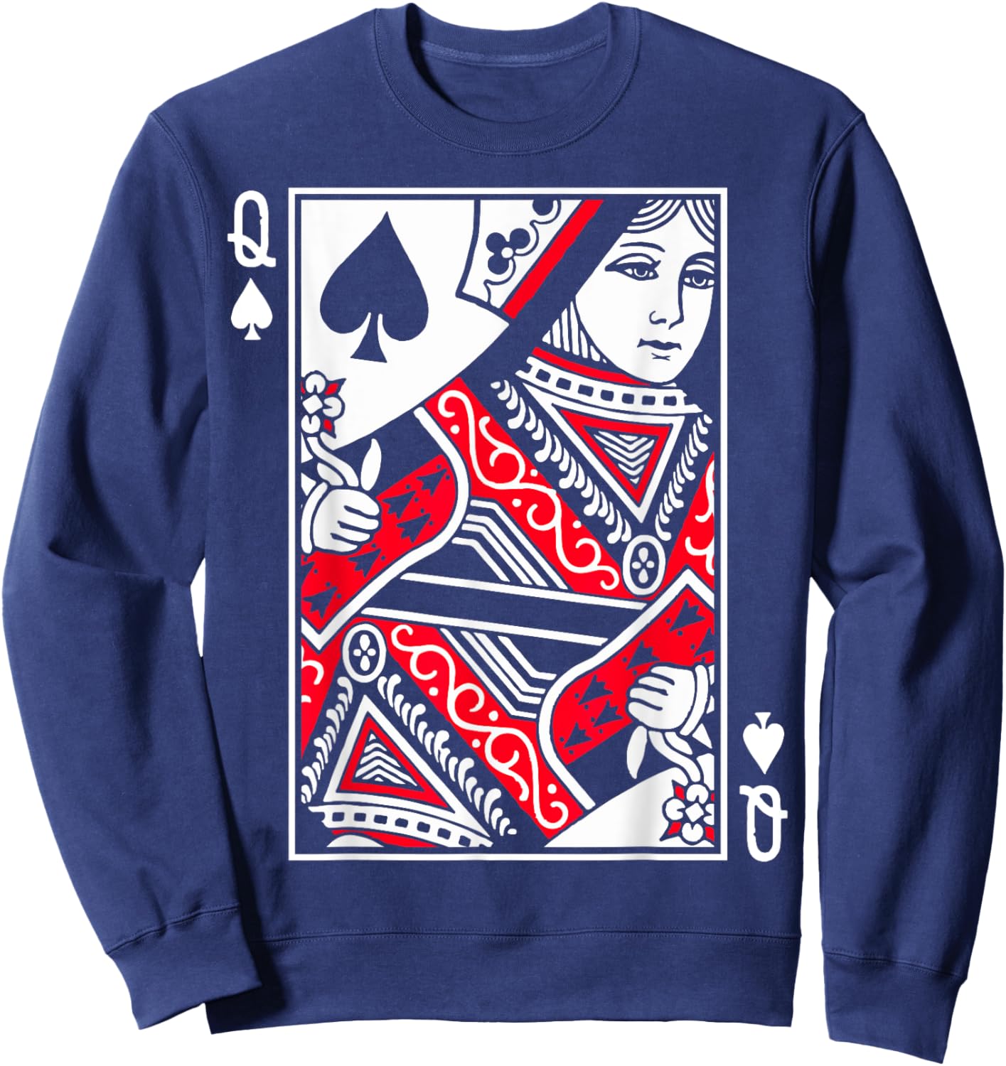 Queen of Spades Poker or Blackjack Queens Playing Card Cards Sweatshirt - Sweatshirt | Navy