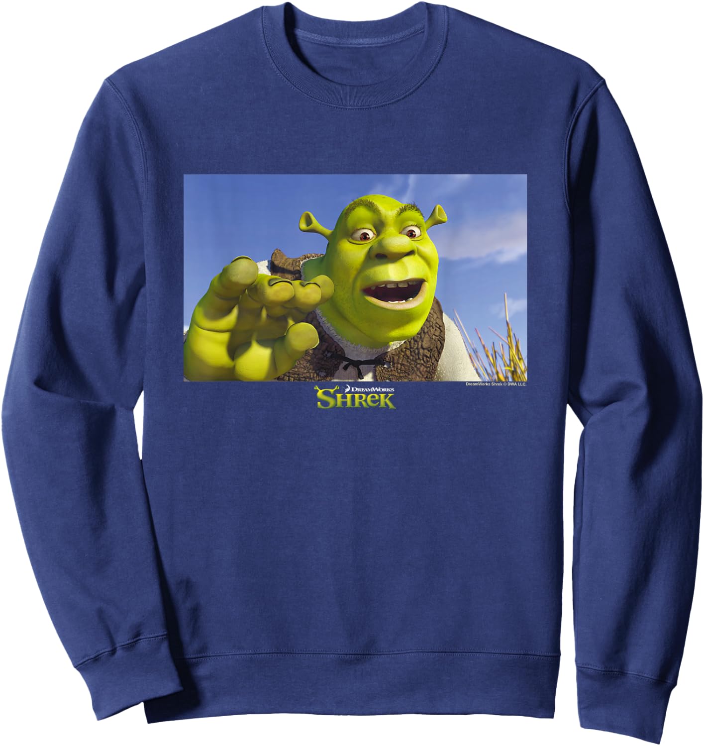 Shrek Iconic Sarcastic Shrek Scene Big Chest Poster Sweatshirt - Sweatshirt | Navy
