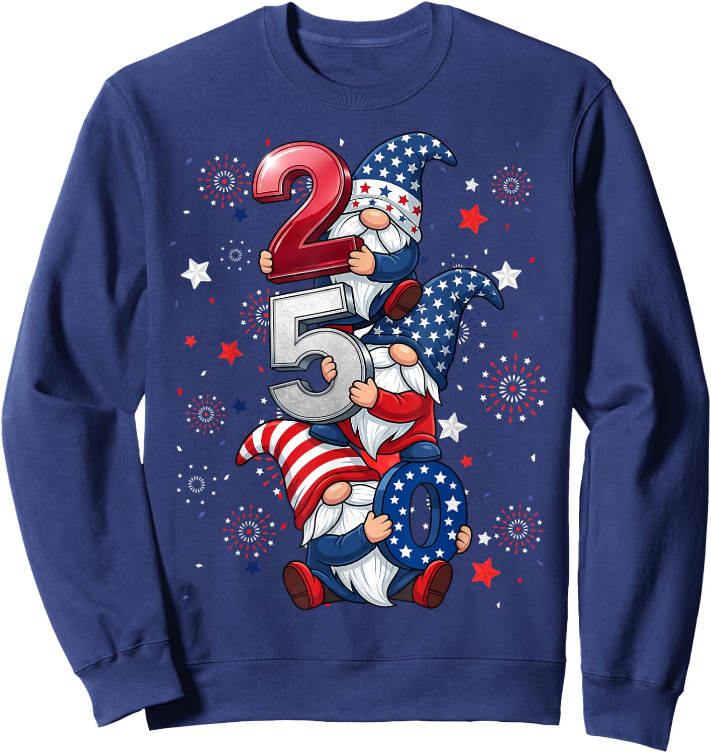 Gnome 250 Years 1776-2026 250th Birthday 4th July Patriotic Sweatshirt - Sweatshirt | Navy