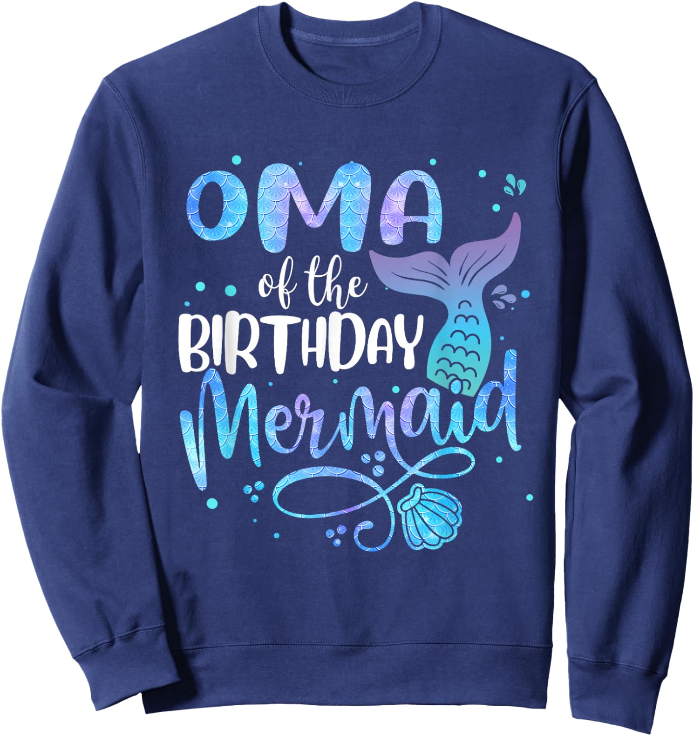 Grandma of the Birthday Mermaid Family Matching Party Squad Sweatshirt - Sweatshirt | Navy