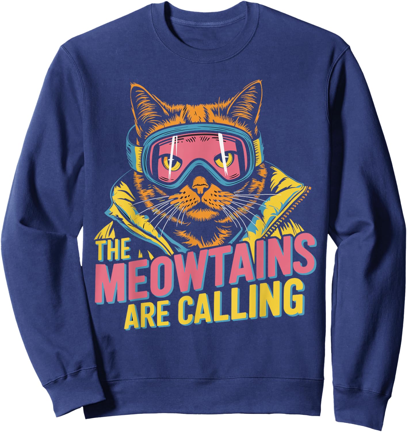 The meowtains are calling Cat Snowboard Ski Kids Men Women Sweatshirt - Sweatshirt | Navy