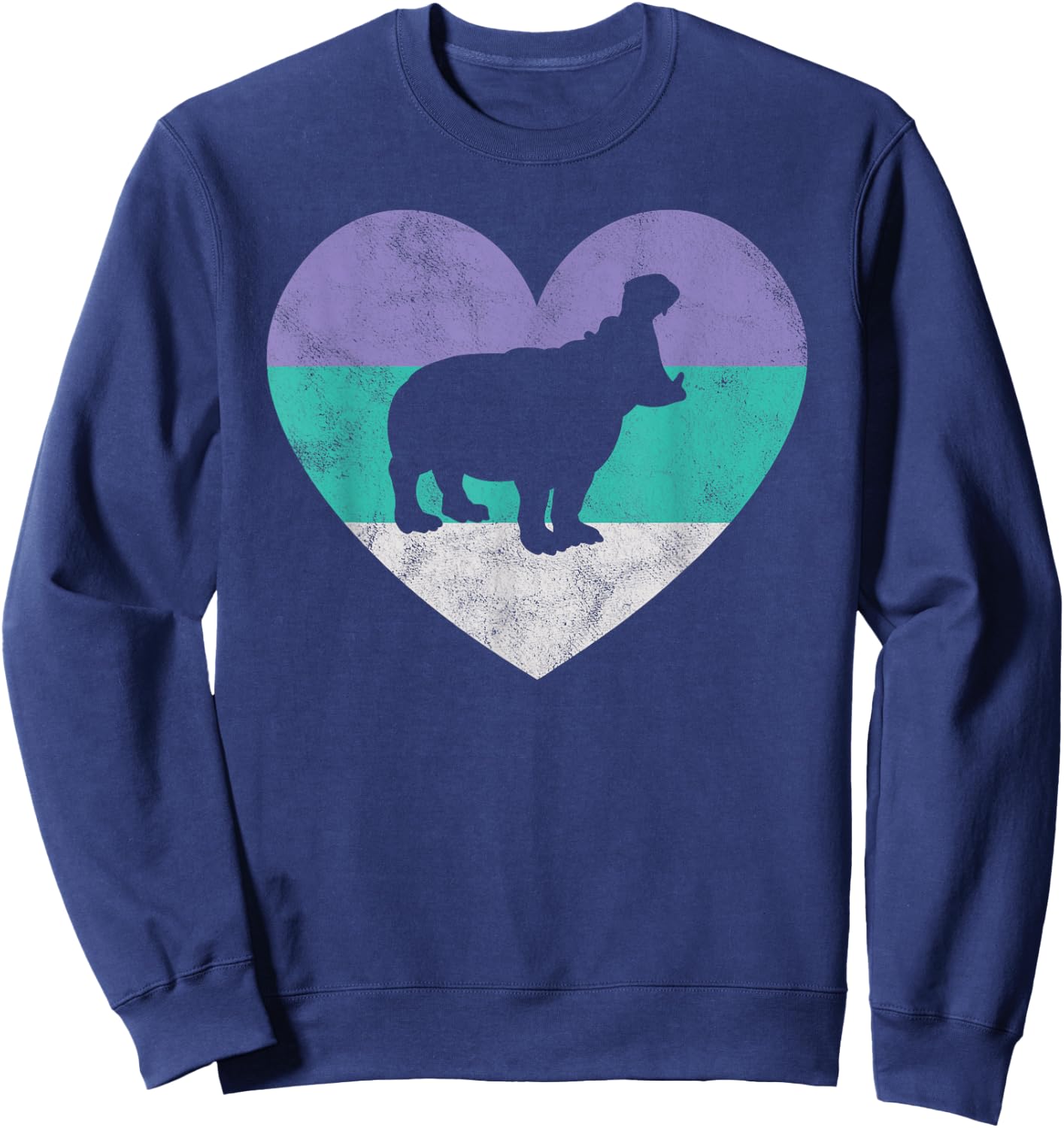 Hippopotamus Gift & Girls Retro Cute Sweatshirt - Sweatshirt | Navy
