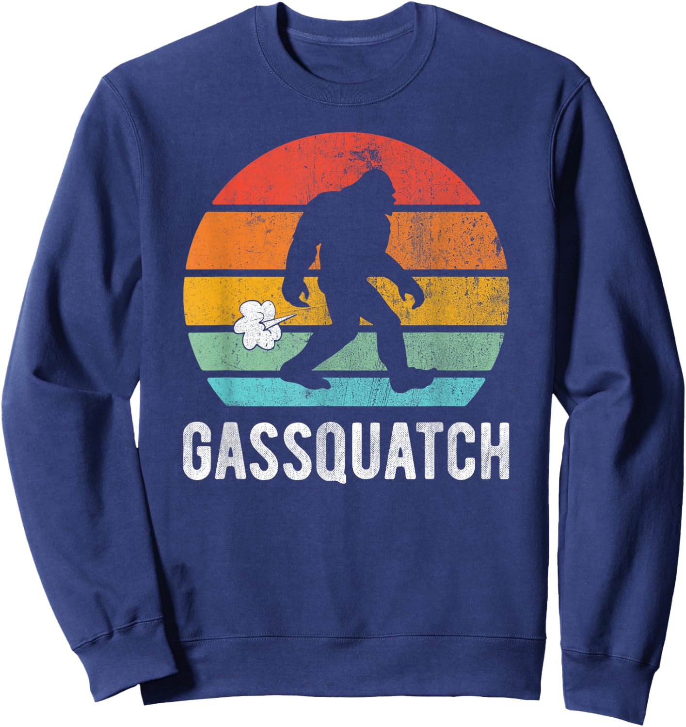 Gassquatch Funny Farting Bigfoot Sasquatch Fart Joke Pun Sweatshirt - Sweatshirt | Navy