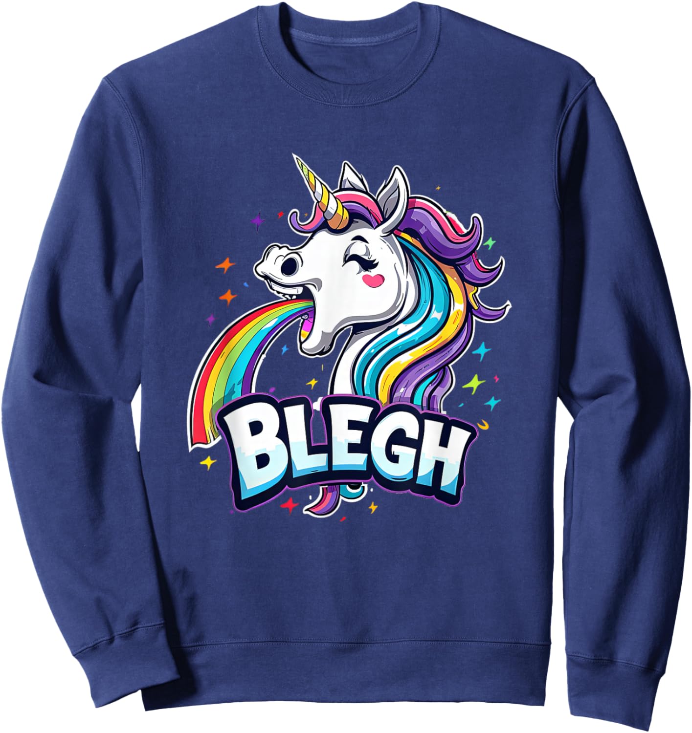 Blegh - Metalcore Unicorn Screaming Rainbow , black Sweatshirt - Sweatshirt | Navy