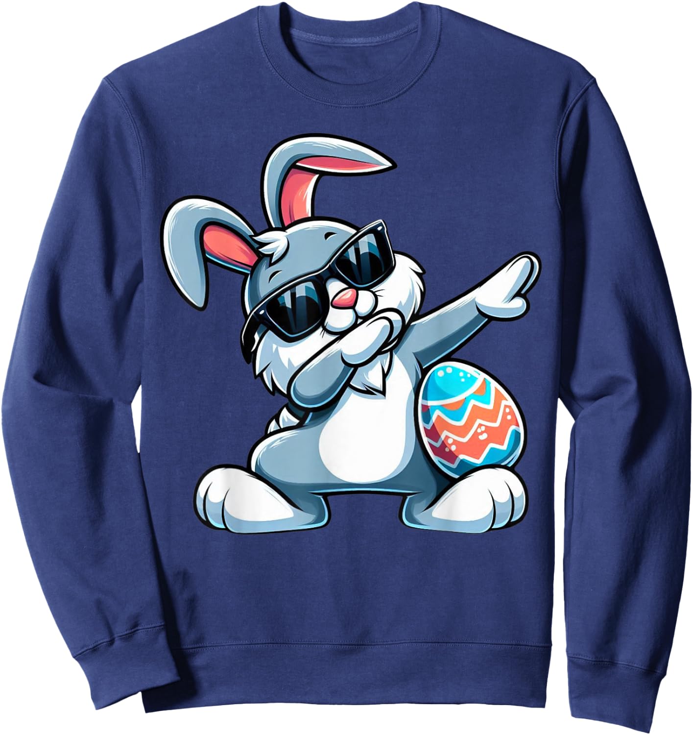 Dabbing Bunny Easter Eggs Dab Boys Girls Kids Rabbit Sweatshirt - Sweatshirt | Navy