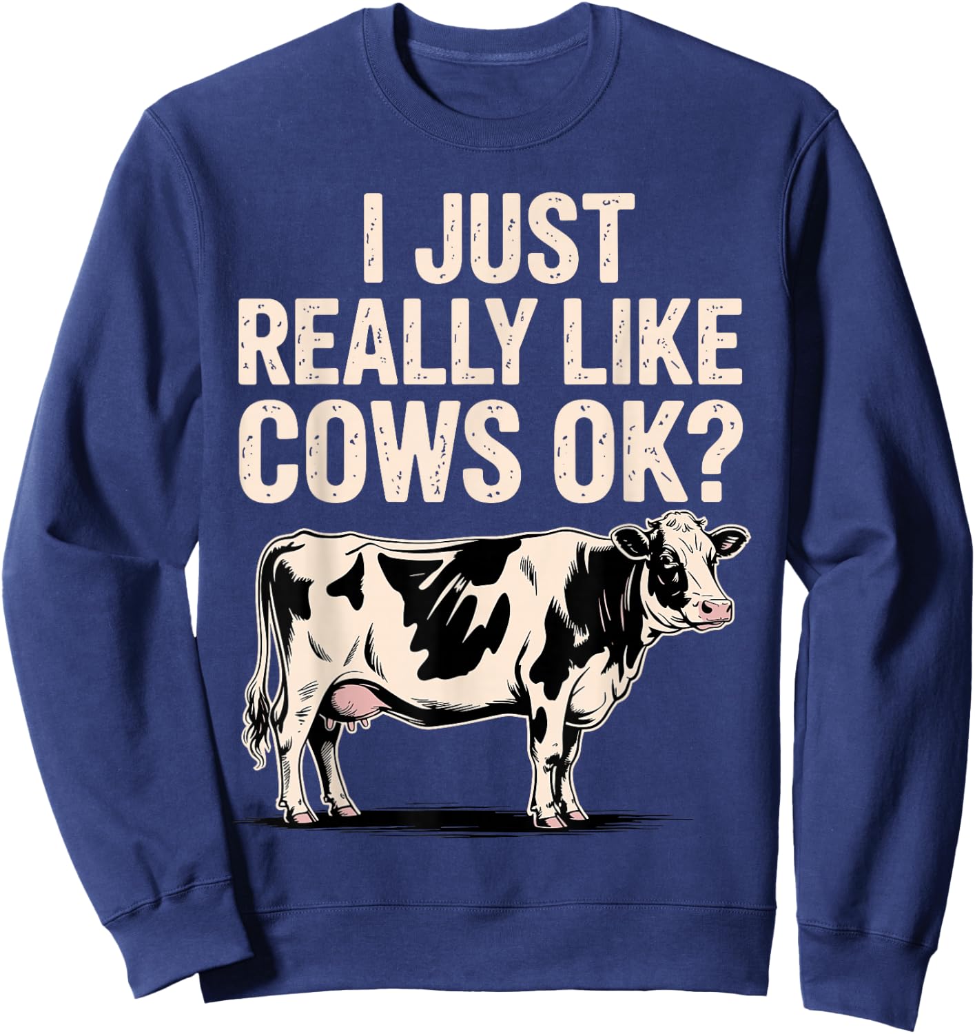 Funny Cow Design Women Kids Dairy Cattle Cow Lovers Sweatshirt - Sweatshirt | Navy