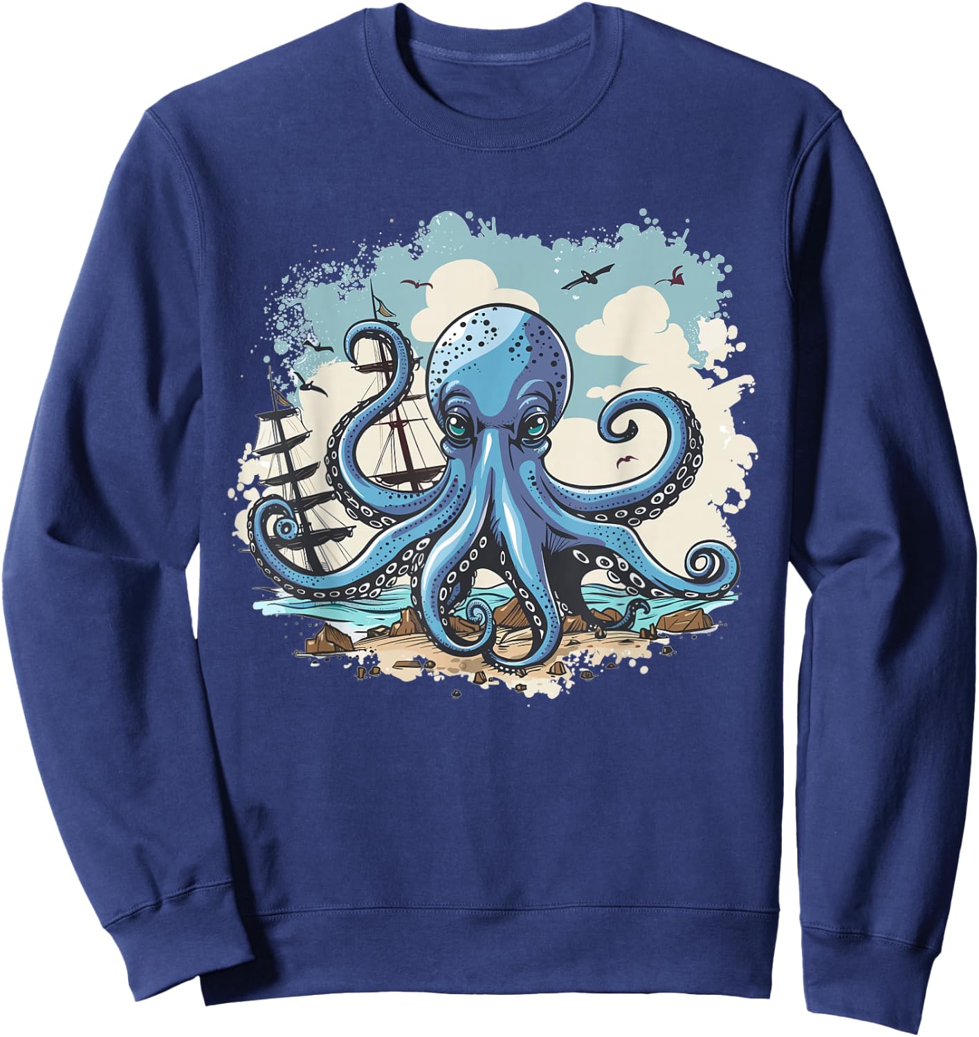 Cute Octopus Art I Kids Octopus Sweatshirt - Sweatshirt | Navy
