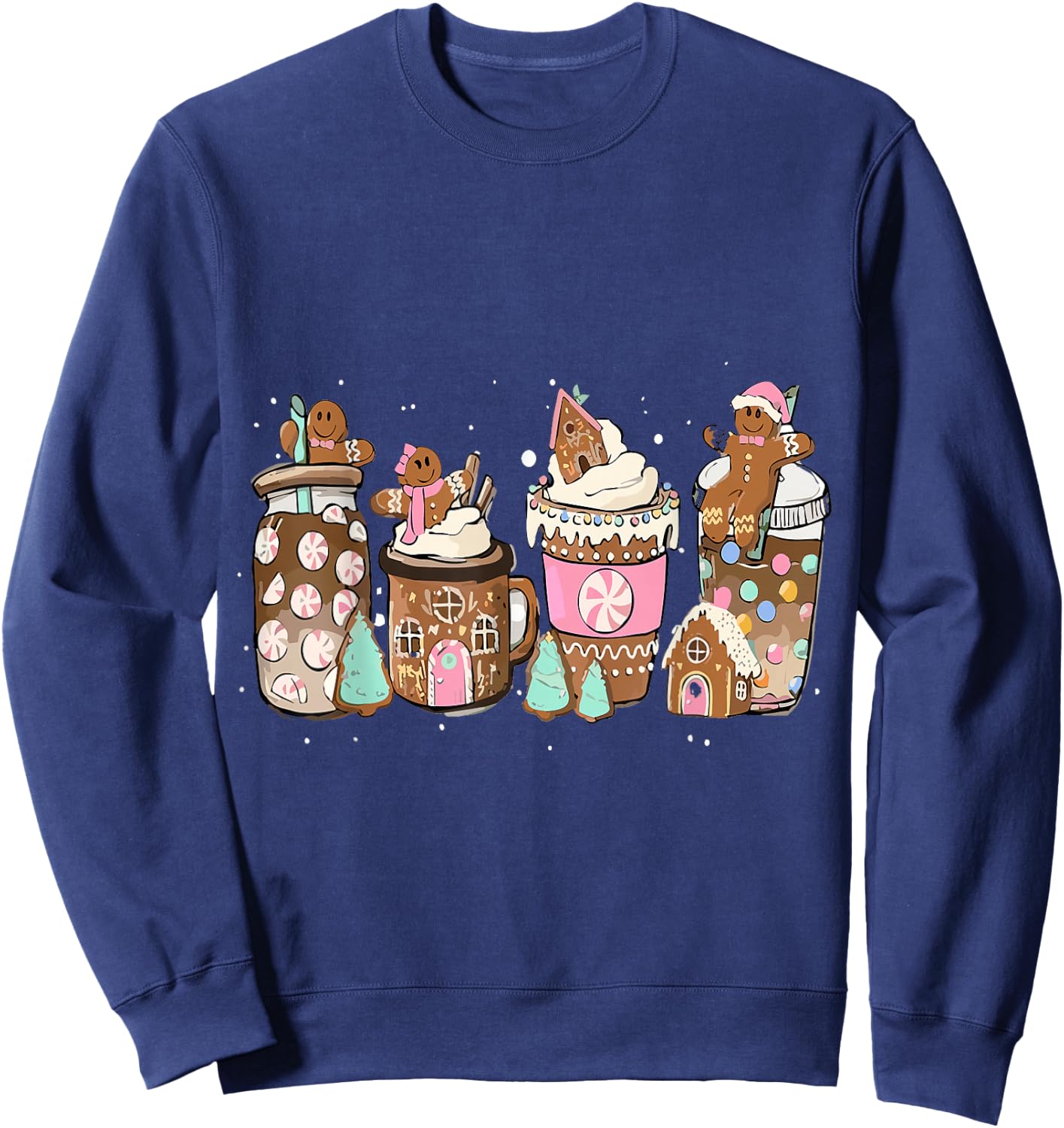 Gingerbread Cookie Christmas Coffee Cups Latte Drink Outfit Sweatshirt - Sweatshirt | Navy