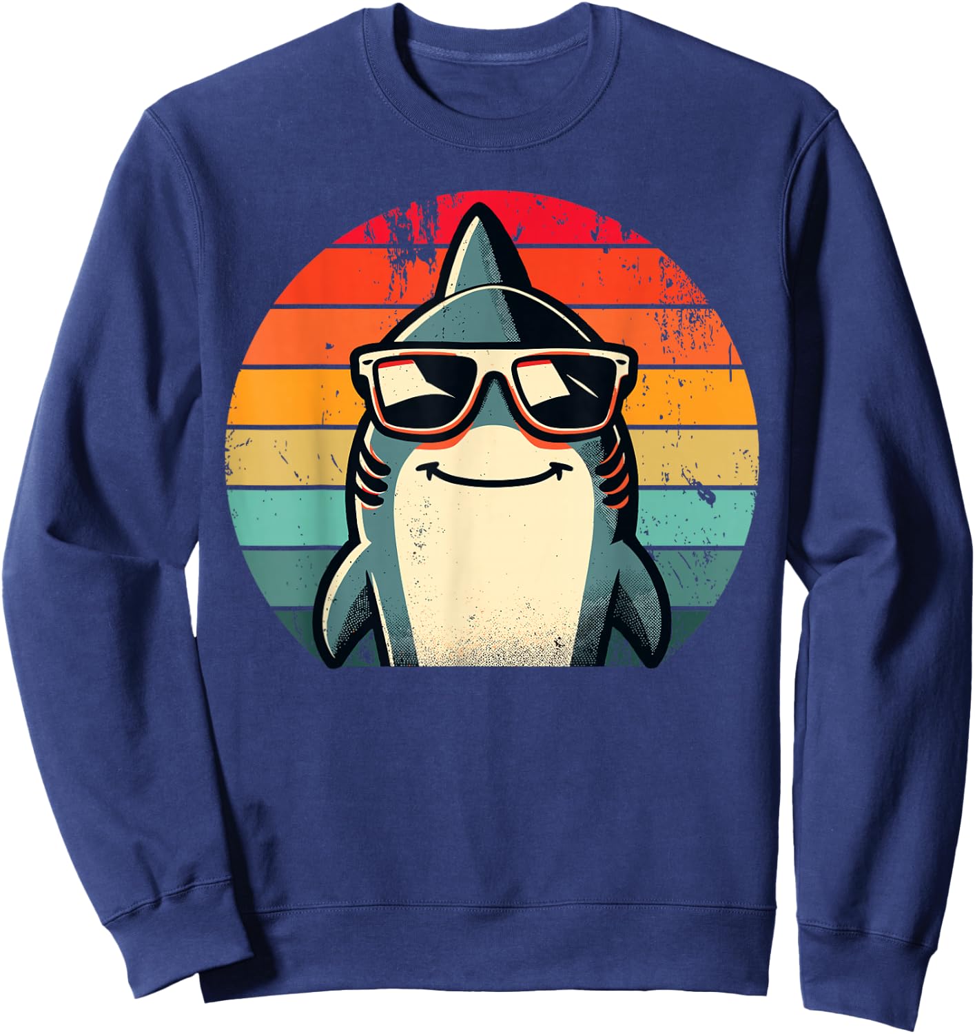 Cool retro shark in sunglasses 70s, 80s, 90s Sweatshirt - Sweatshirt | Navy