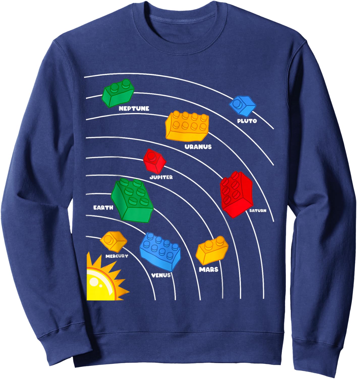 Boys Space Planet Master Builder Kids Building Blocks Sweatshirt - Sweatshirt | Navy
