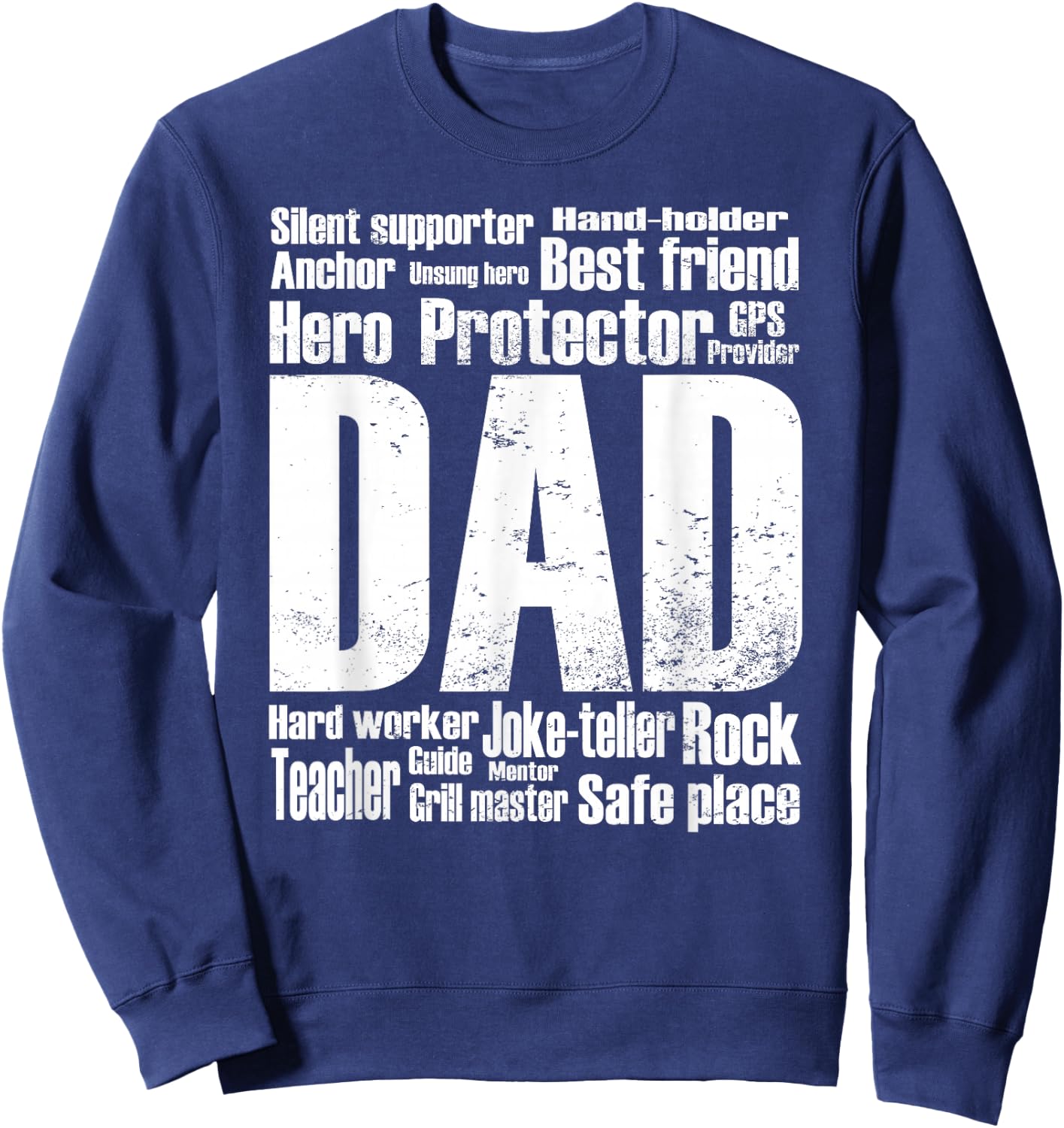 Funny Dad Meaning Word Collage Vintage Style Father's Day Sweatshirt - Sweatshirt | Navy