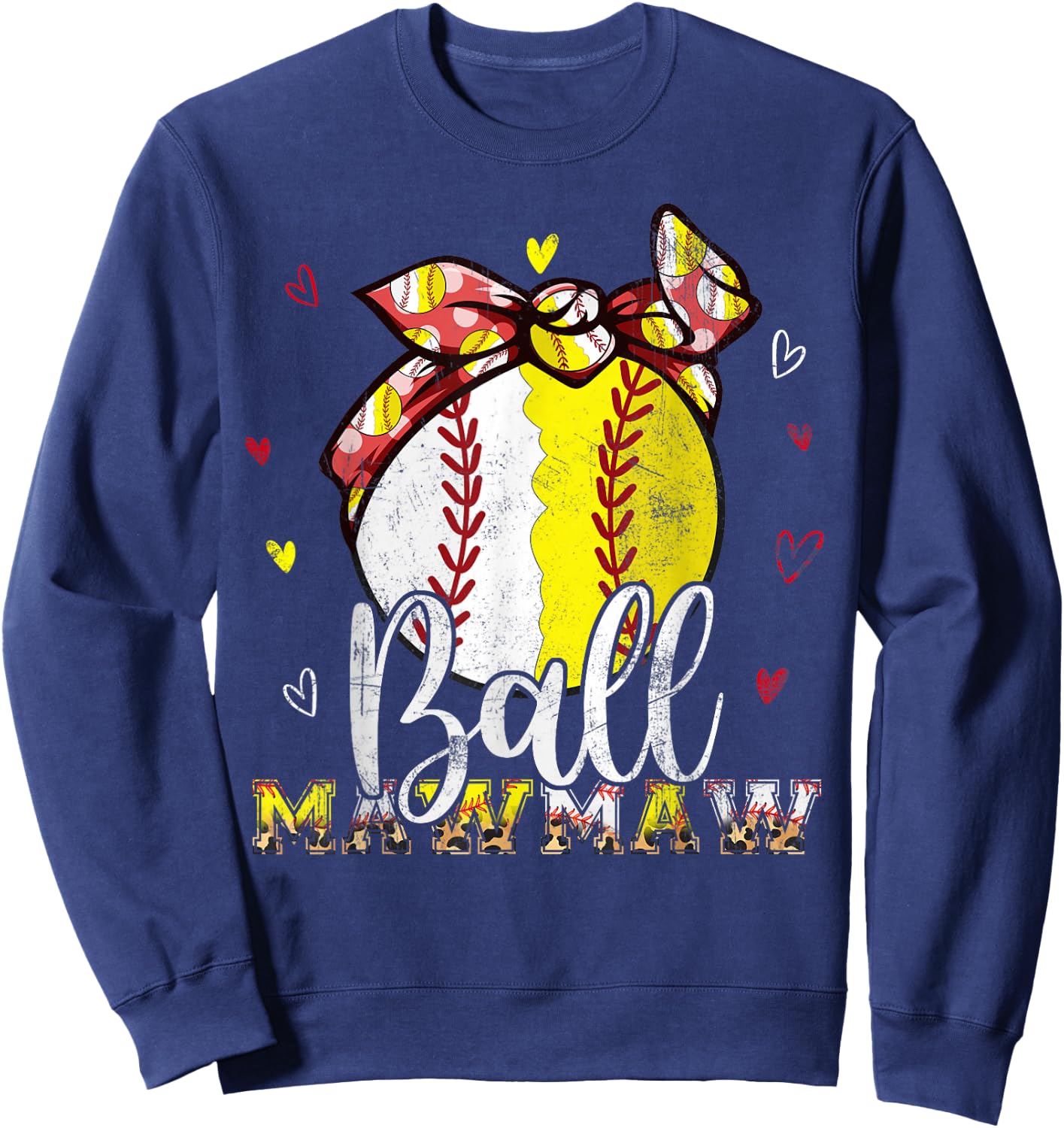Softball Baseball Ball Mawmaw Bandana Leopard Mothers Day Sweatshirt - Sweatshirt | Navy