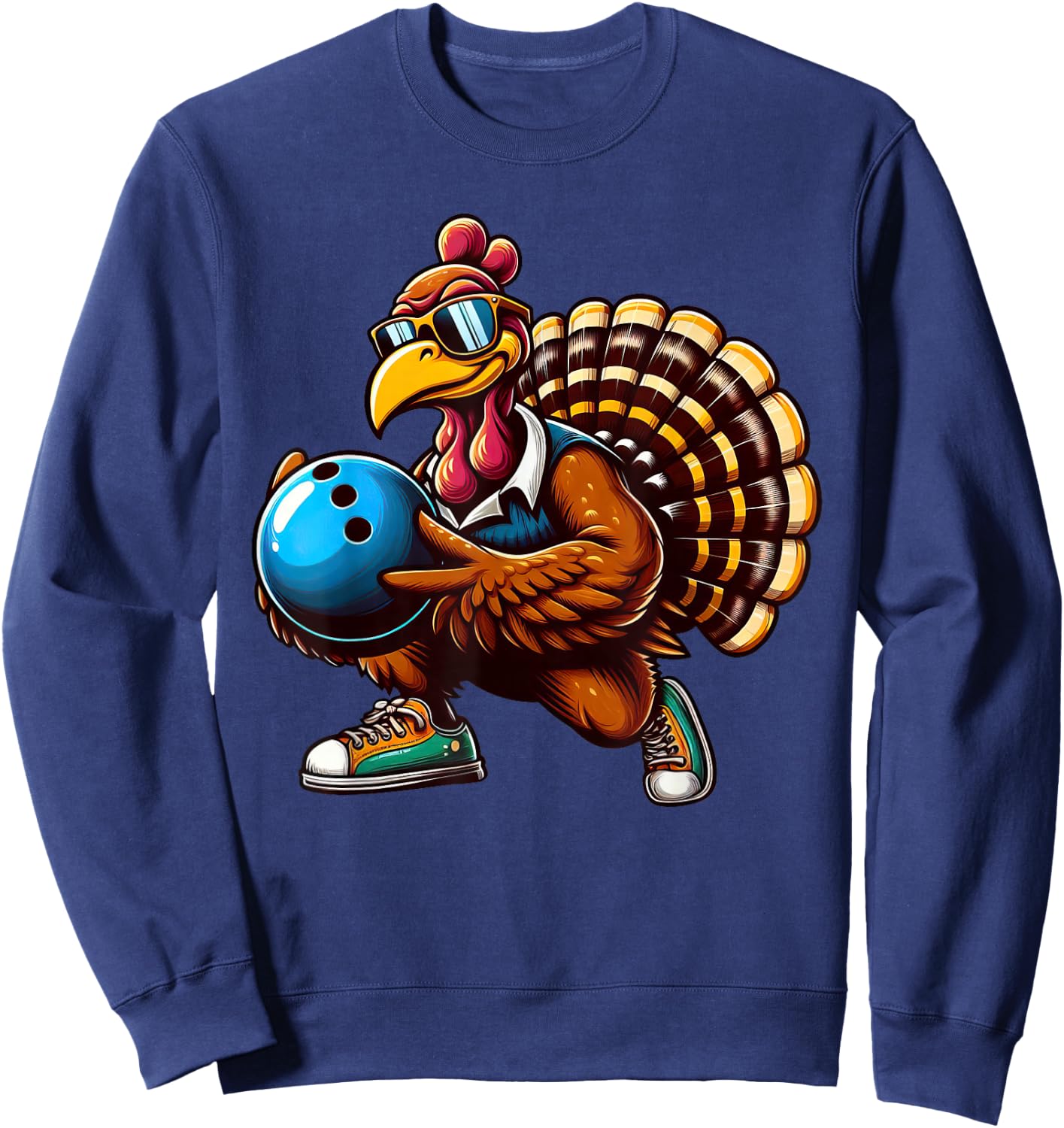 Funny Turkey Bowler Thanksgiving Bowling Kids Sweatshirt - Sweatshirt | Navy